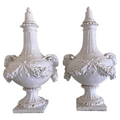 Mid-19th Century French Faience Urns