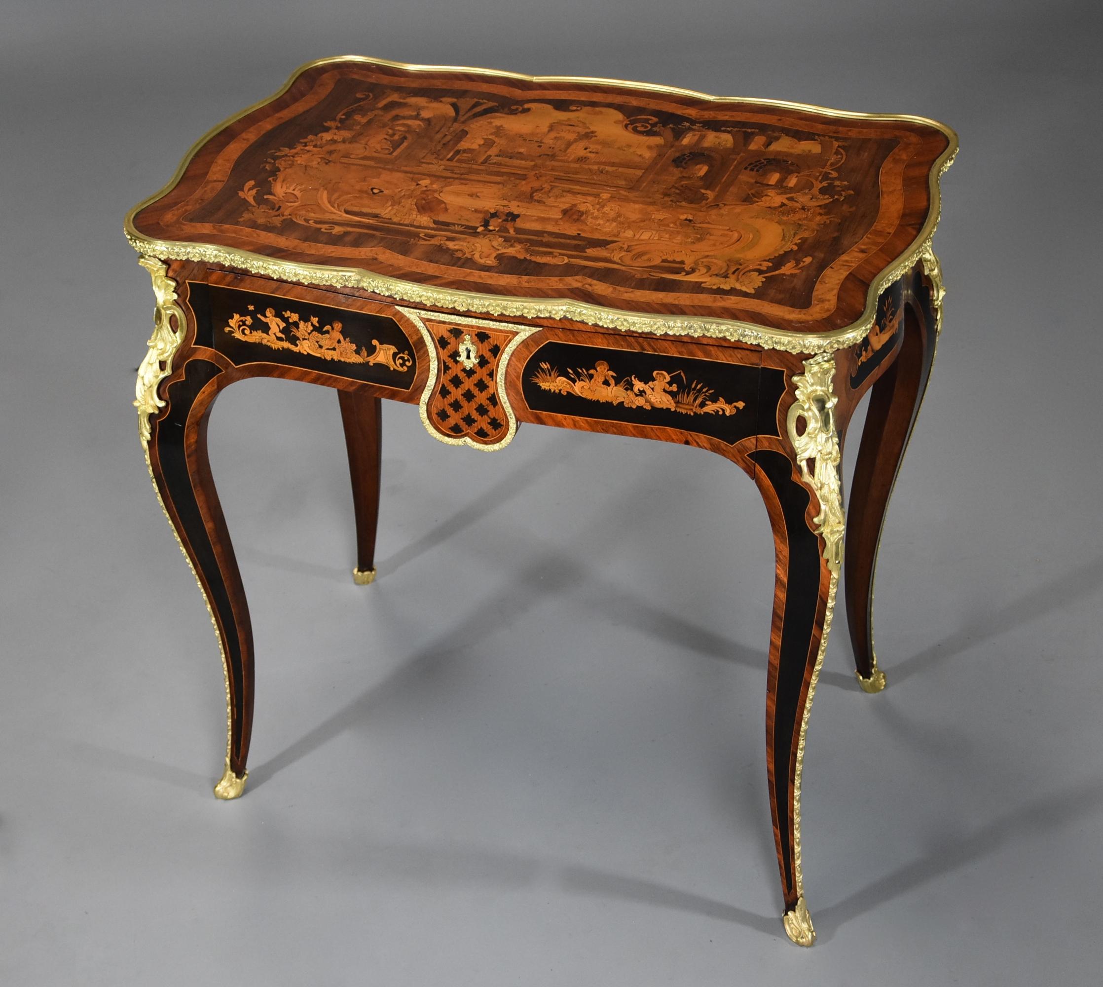 Ebony Mid-19th Century, French Fine Quality Kingwood Inlaid Centre Table For Sale