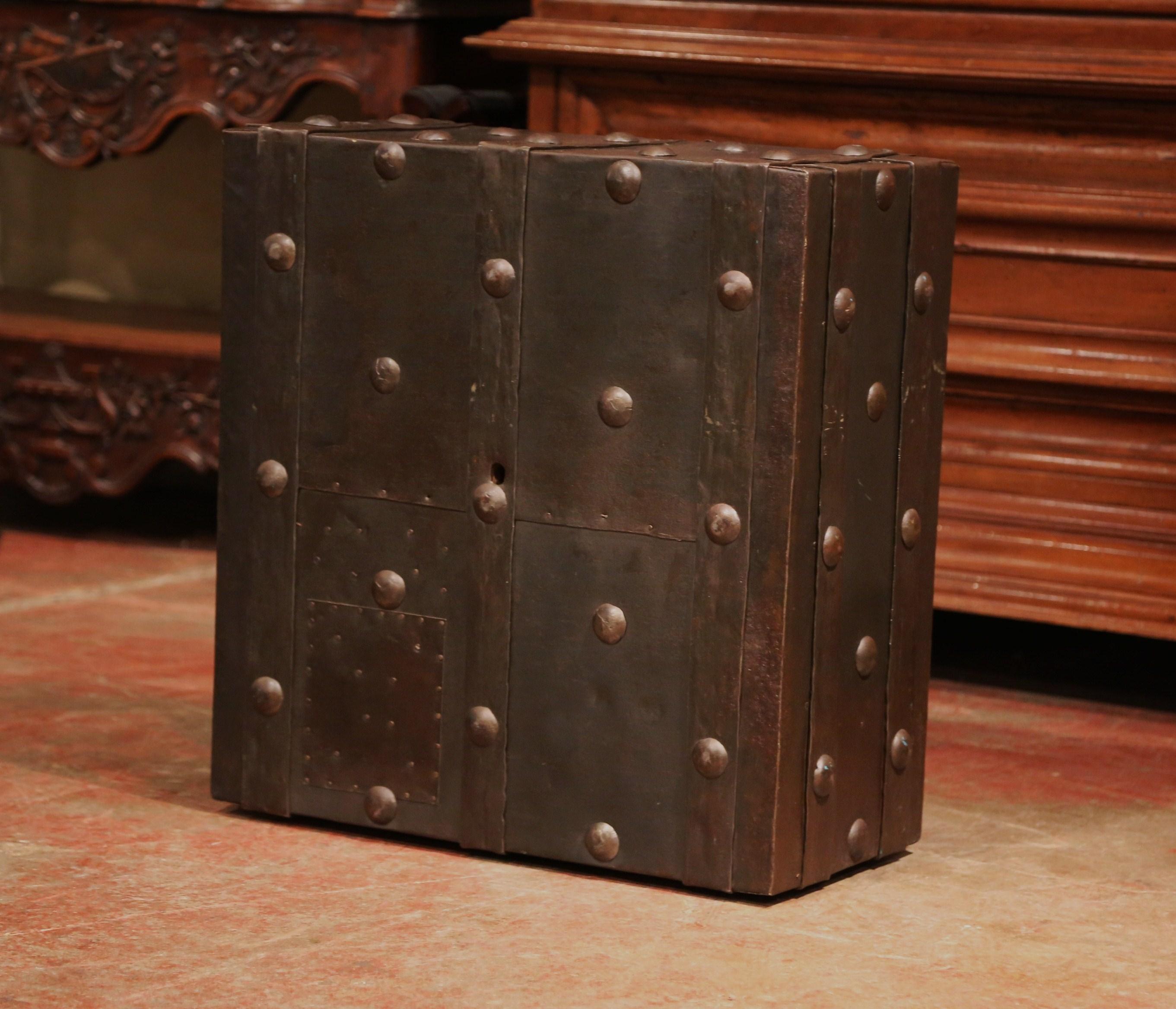 Mid-19th Century French Forged Wrought Iron Hobnail Studded Safe 5