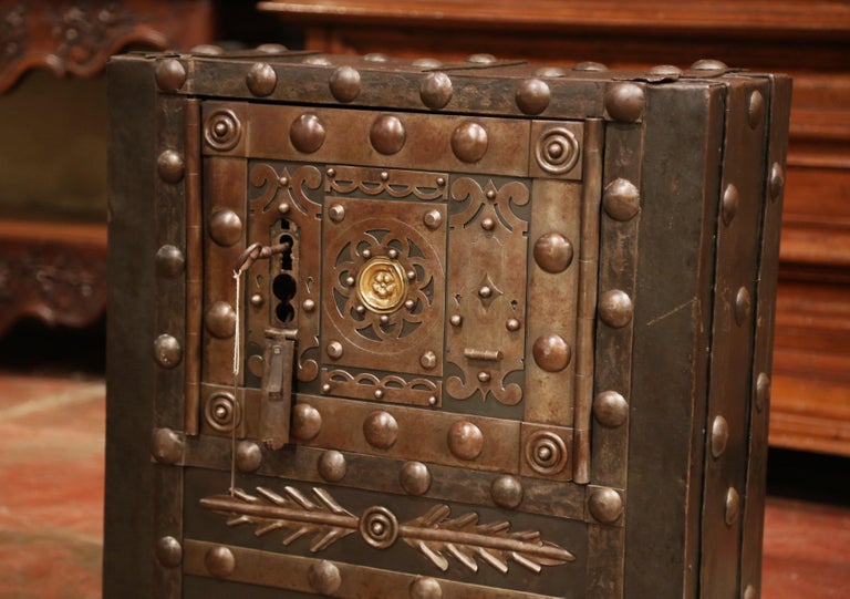 Mid-19th Century French Forged Wrought Iron Hobnail Studded Safe at 1stDibs