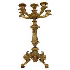 Mid-19th Century French Gilt Bronze Five-Light Candelabrum with Classical Motifs