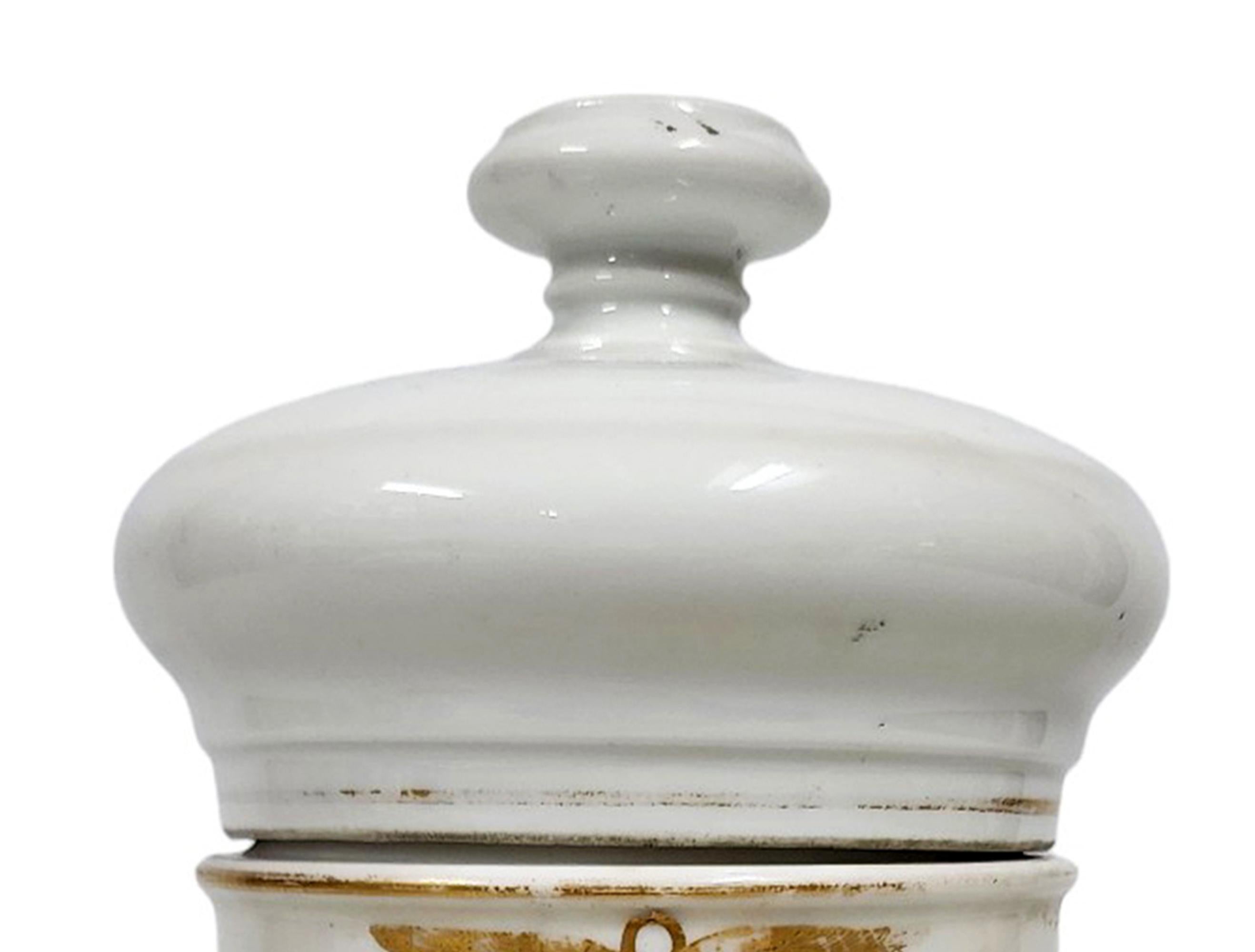 Napoleon III Mid-19th Century French Glazed Porcelain Apothecary/Pharmacy Jar - 'SAPO ANIM:' For Sale