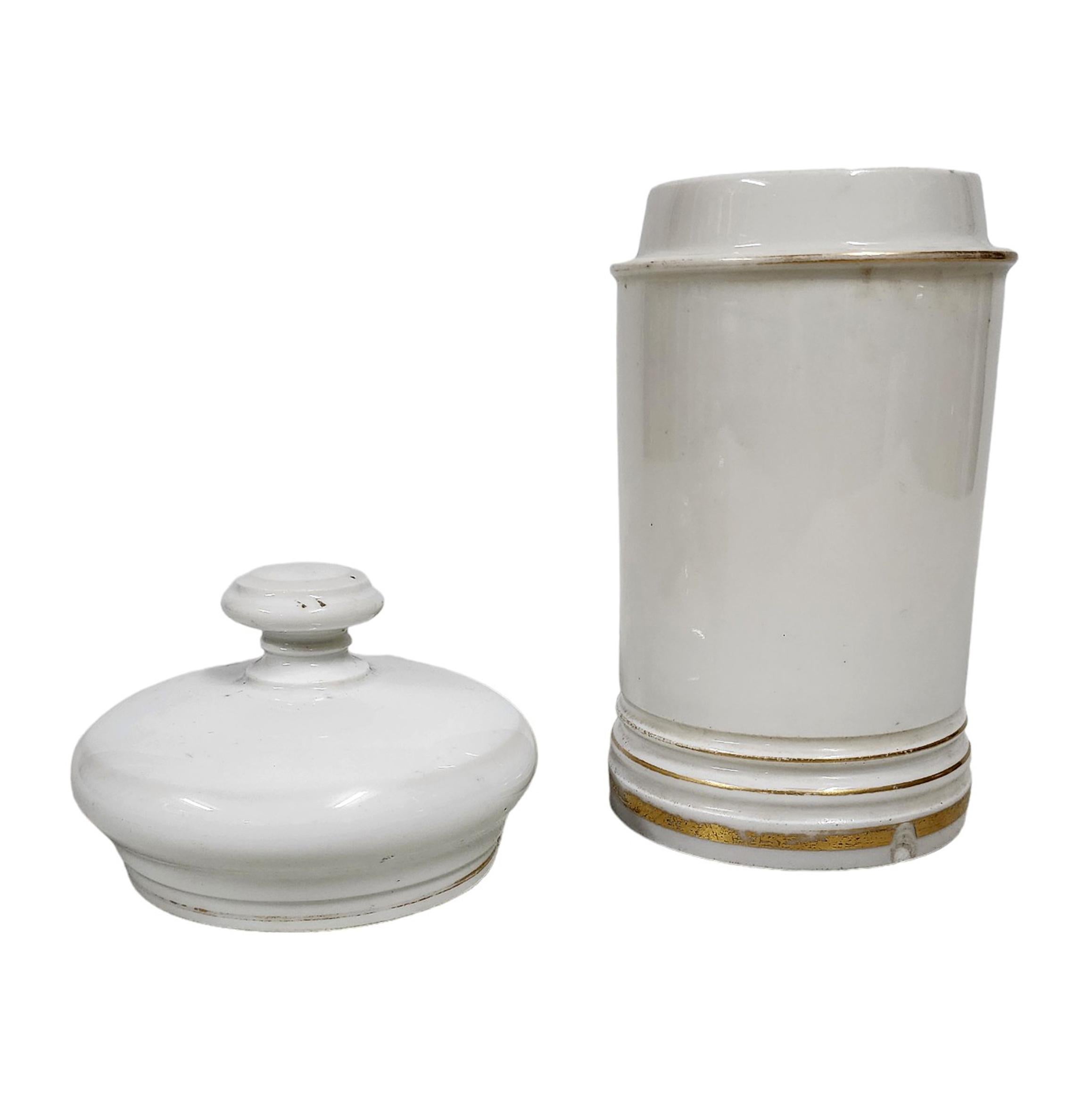 Ceramic Mid-19th Century French Glazed Porcelain Apothecary/Pharmacy Jar - 'SAPO ANIM:' For Sale