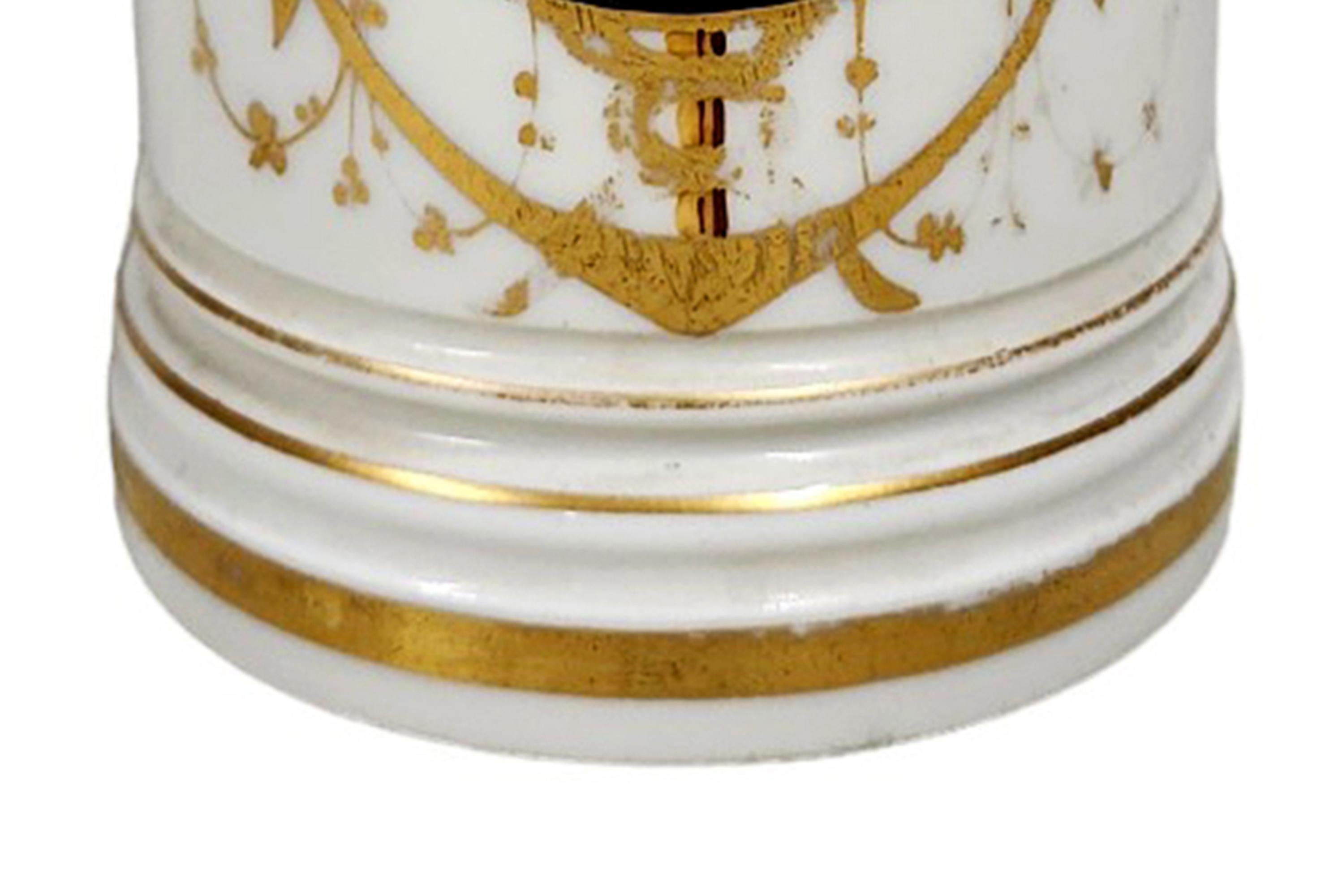 Pressed Mid-19th Century French Glazed Porcelain Apothecary/Pharmacy Jar - 'SAPO ANIM:' For Sale