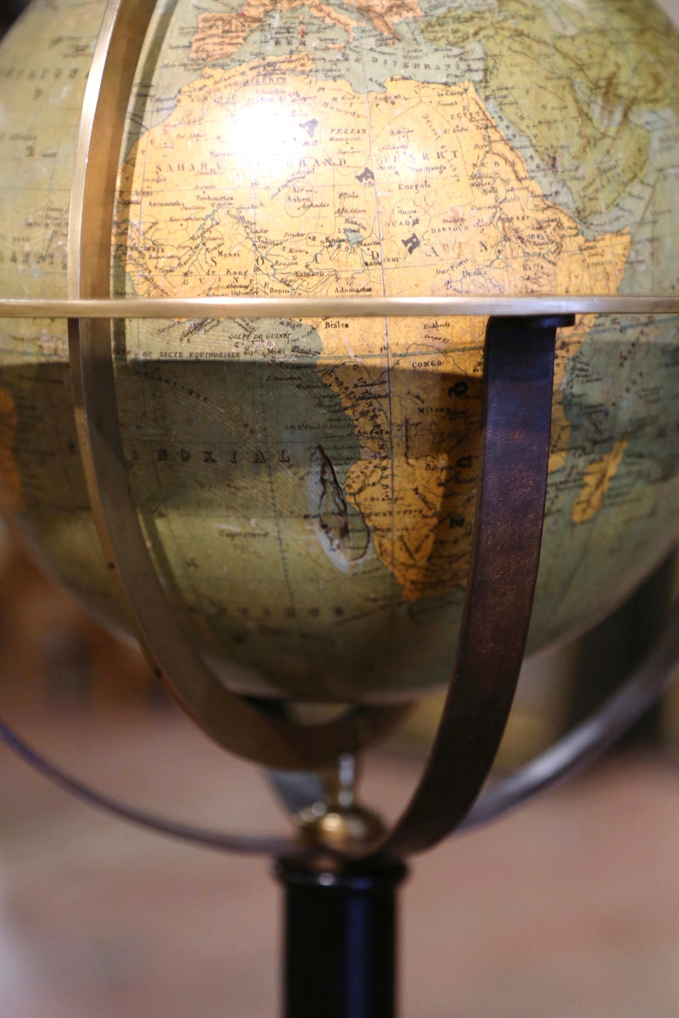 Mid 19th Century French Globe on Carved Walnut Base Signed Ch. Perigot, Paris For Sale 3