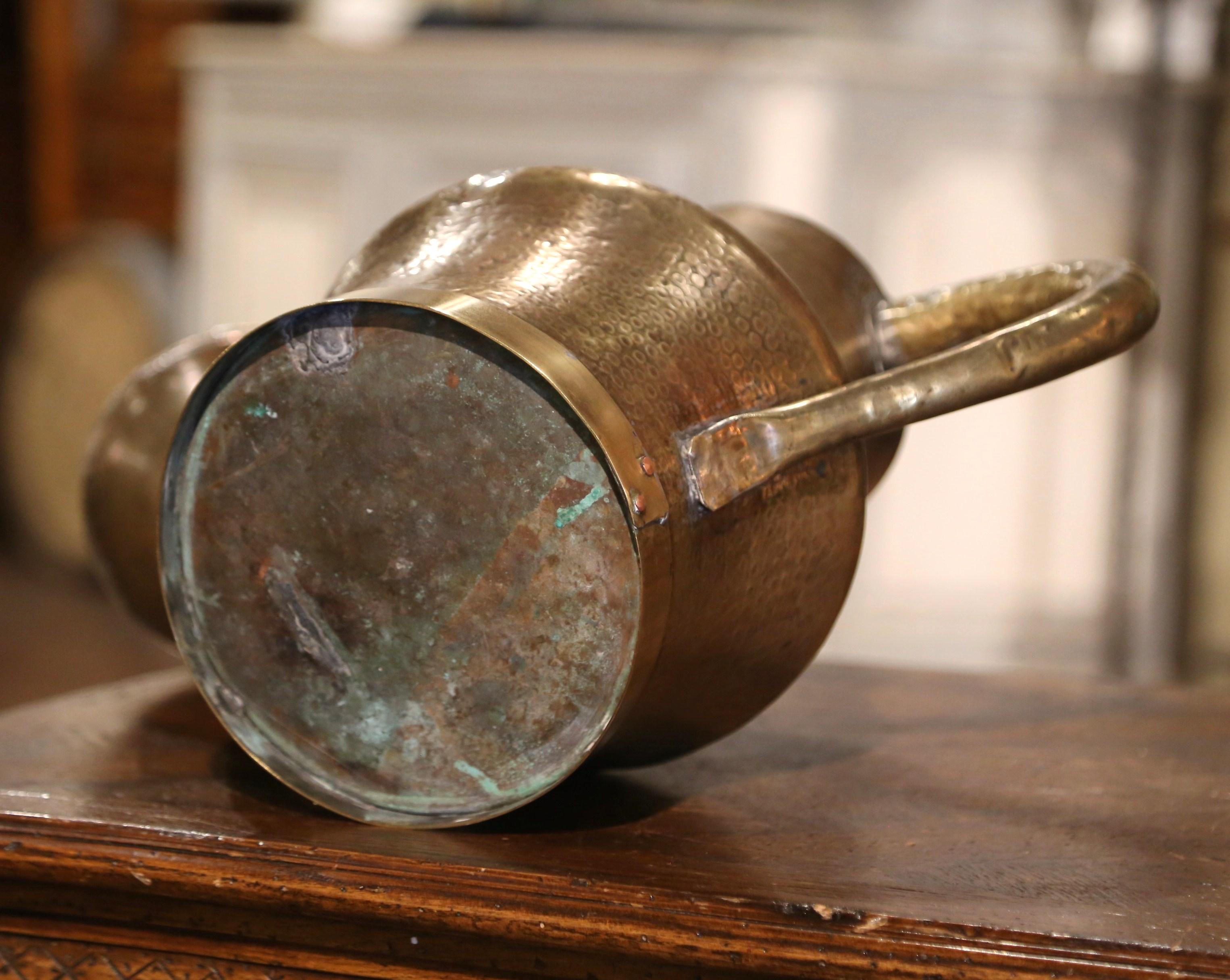 Mid 19th Century French Hammered Brass Watering Can For Sale 6