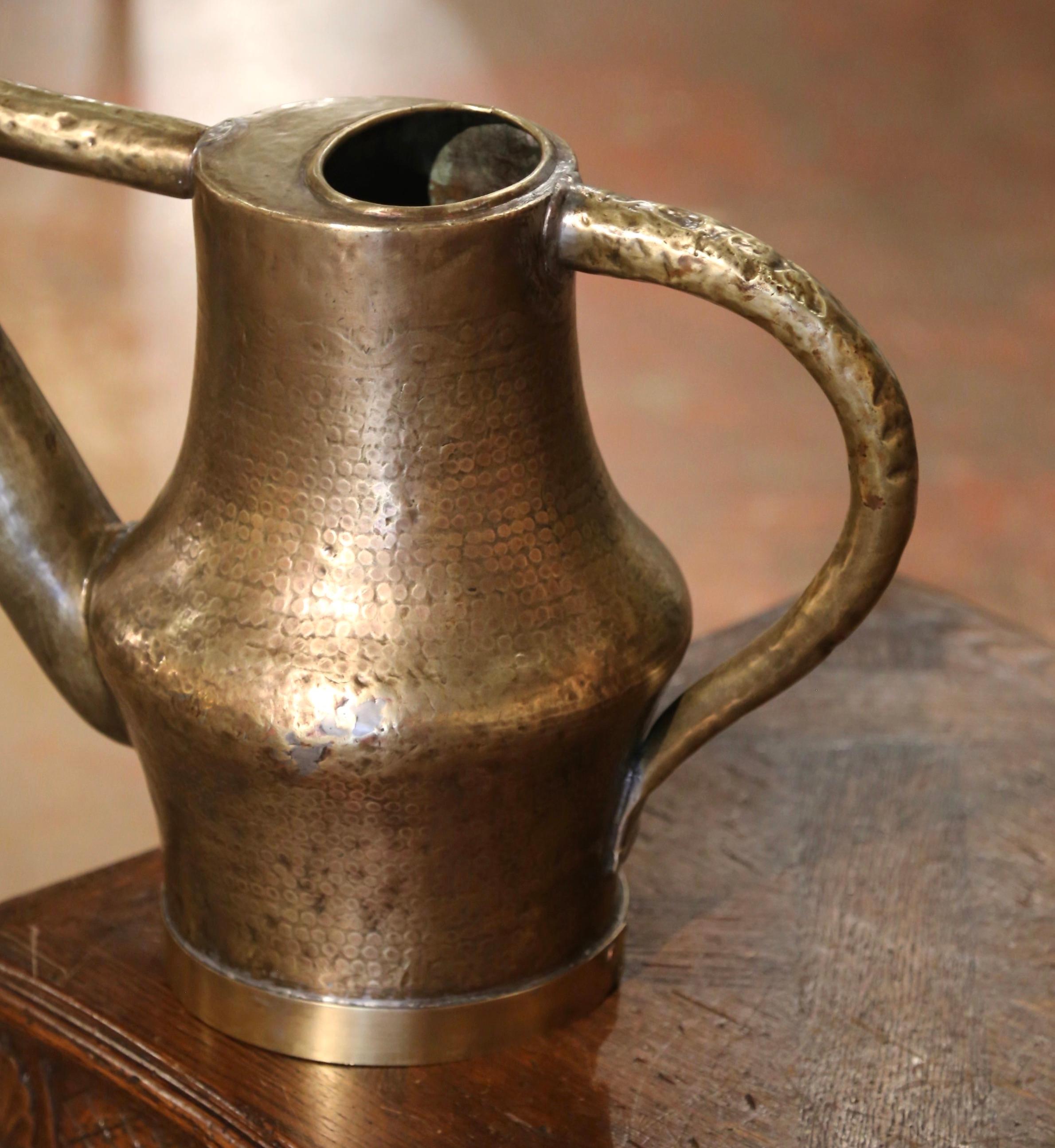 Mid 19th Century French Hammered Brass Watering Can For Sale 3