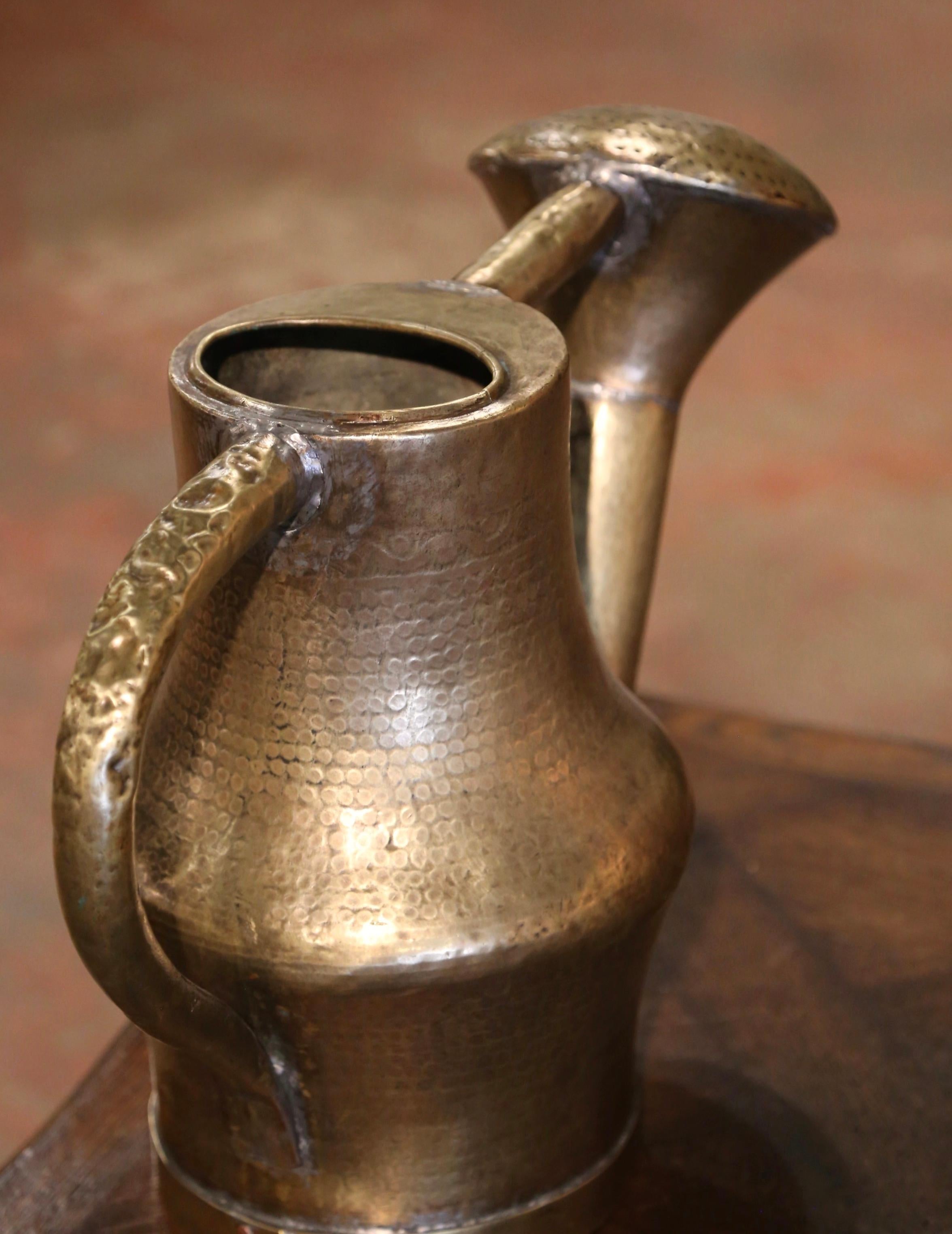 Mid 19th Century French Hammered Brass Watering Can For Sale 5