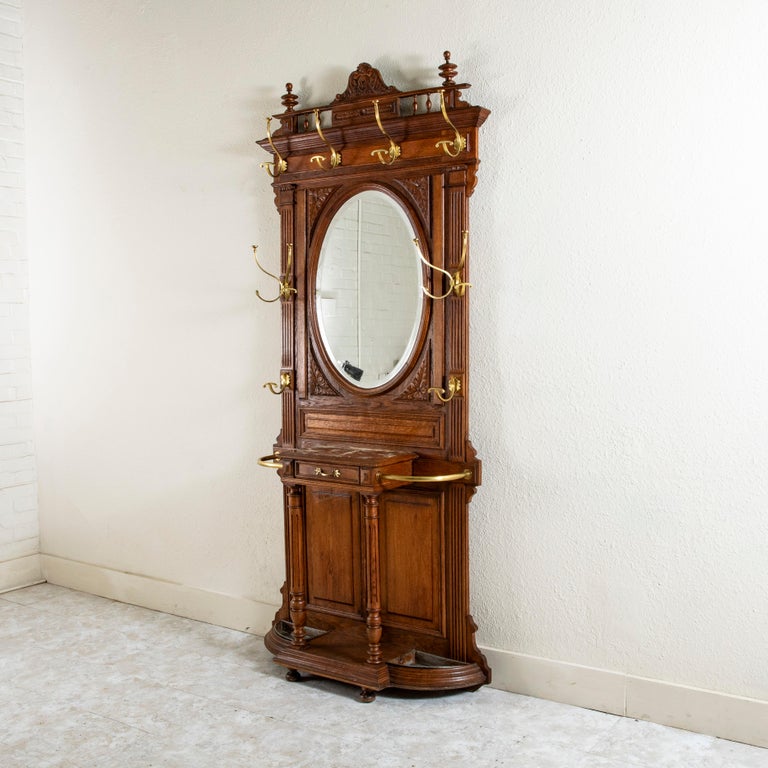 Antique Victorian Hall Hall Tree With Umbrella Stand Antique Hall