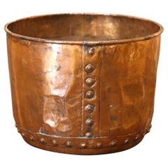 Mid-19th Century French Hand-Hammered Copper Cauldron Planter