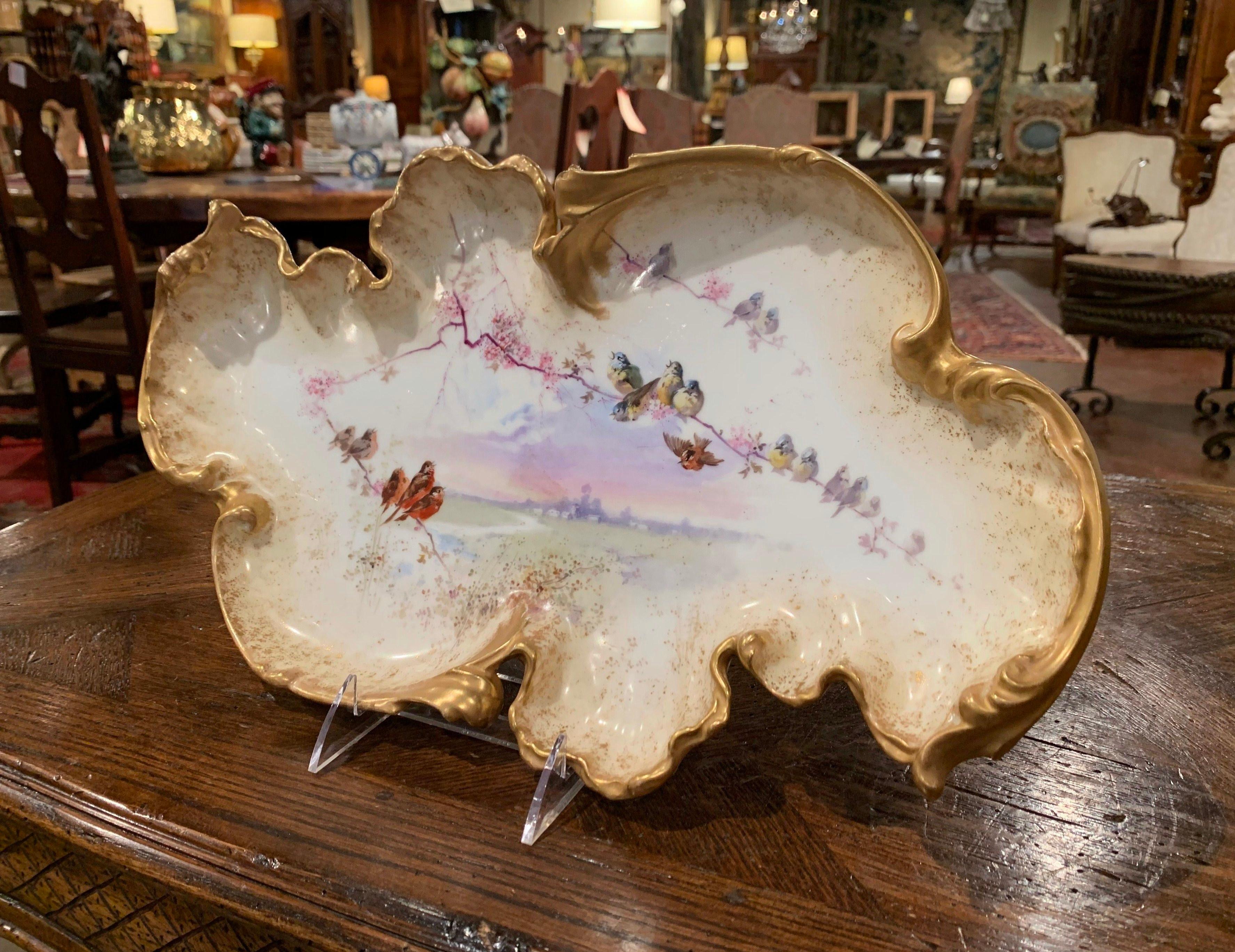 This elegant Napoleon III antique dish was crafted in France, circa 1870. The 