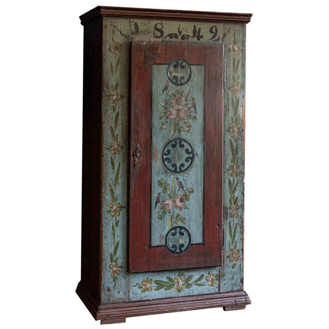 Mid-19th Century French Hand Painted Cupboard, 1849