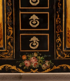 Französischer, handbemalter Beistellschrank aus der Mitte des 19. Jahrhunderts