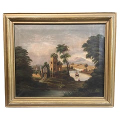 Mid 19th Century French Landscape With Castle Ruins