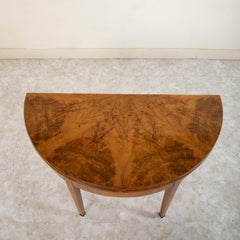 Mid-19th Century French Louis Philippe Bookmatched Burl Walnut Demi Lune Table