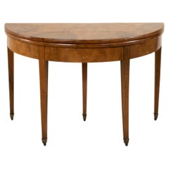 Mid-19th Century French Louis Philippe Bookmatched Burl Walnut Demi Lune Table