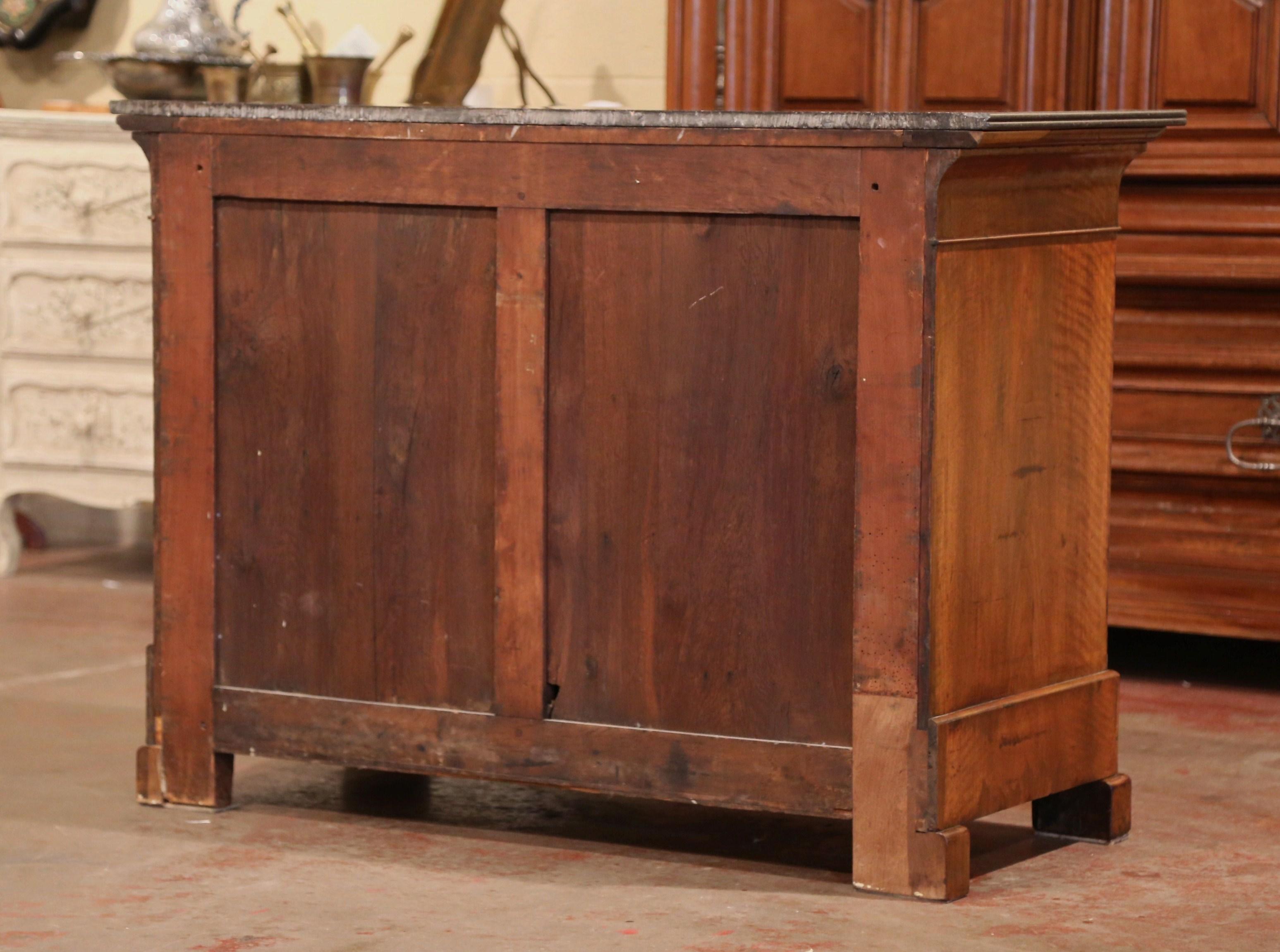 Mid-19th Century French Louis Philippe Burl Walnut Commode with Black Marble Top 4