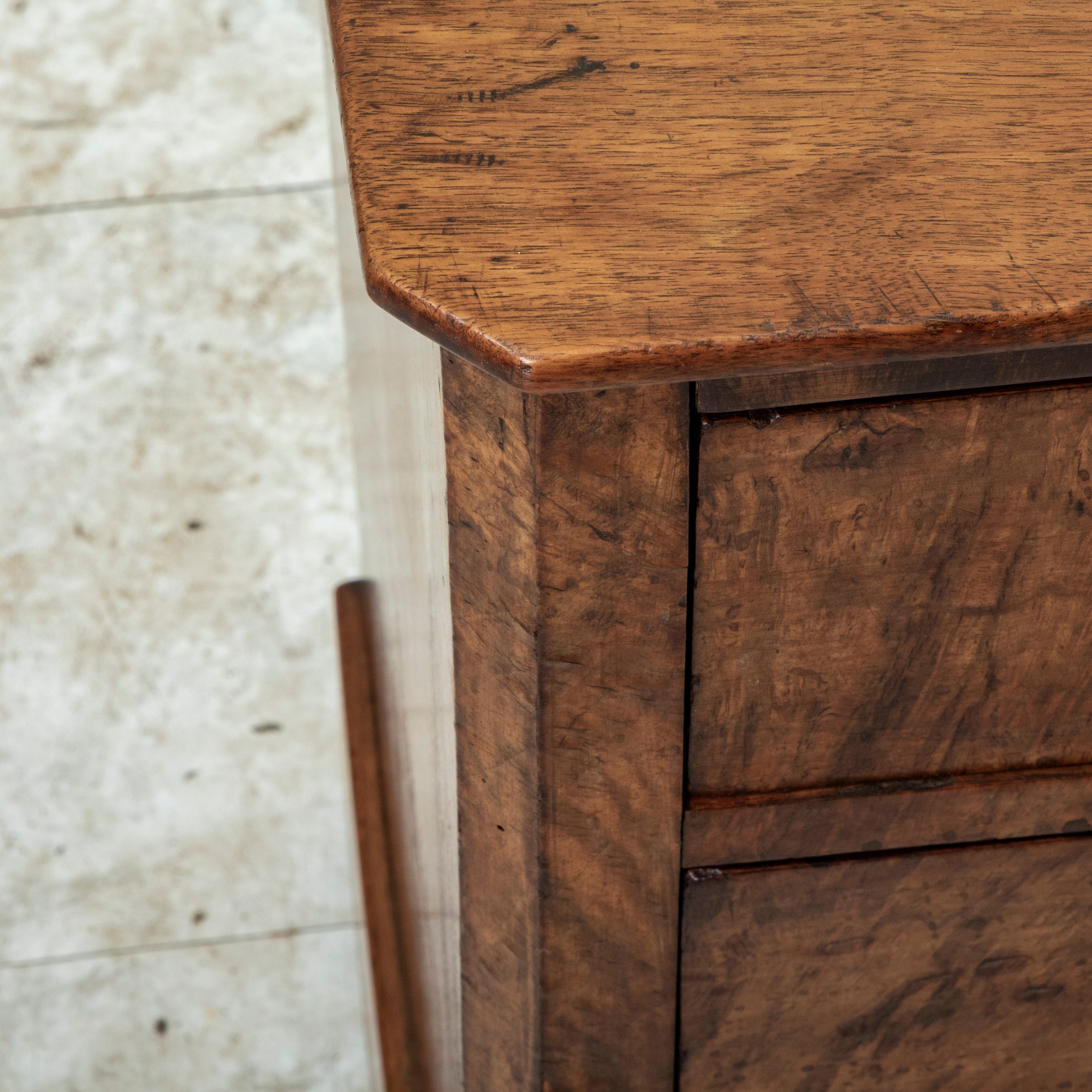 Mid 19th Century French Louis Philippe Burl Walnut Nightstand, Chest, Side Table For Sale 7