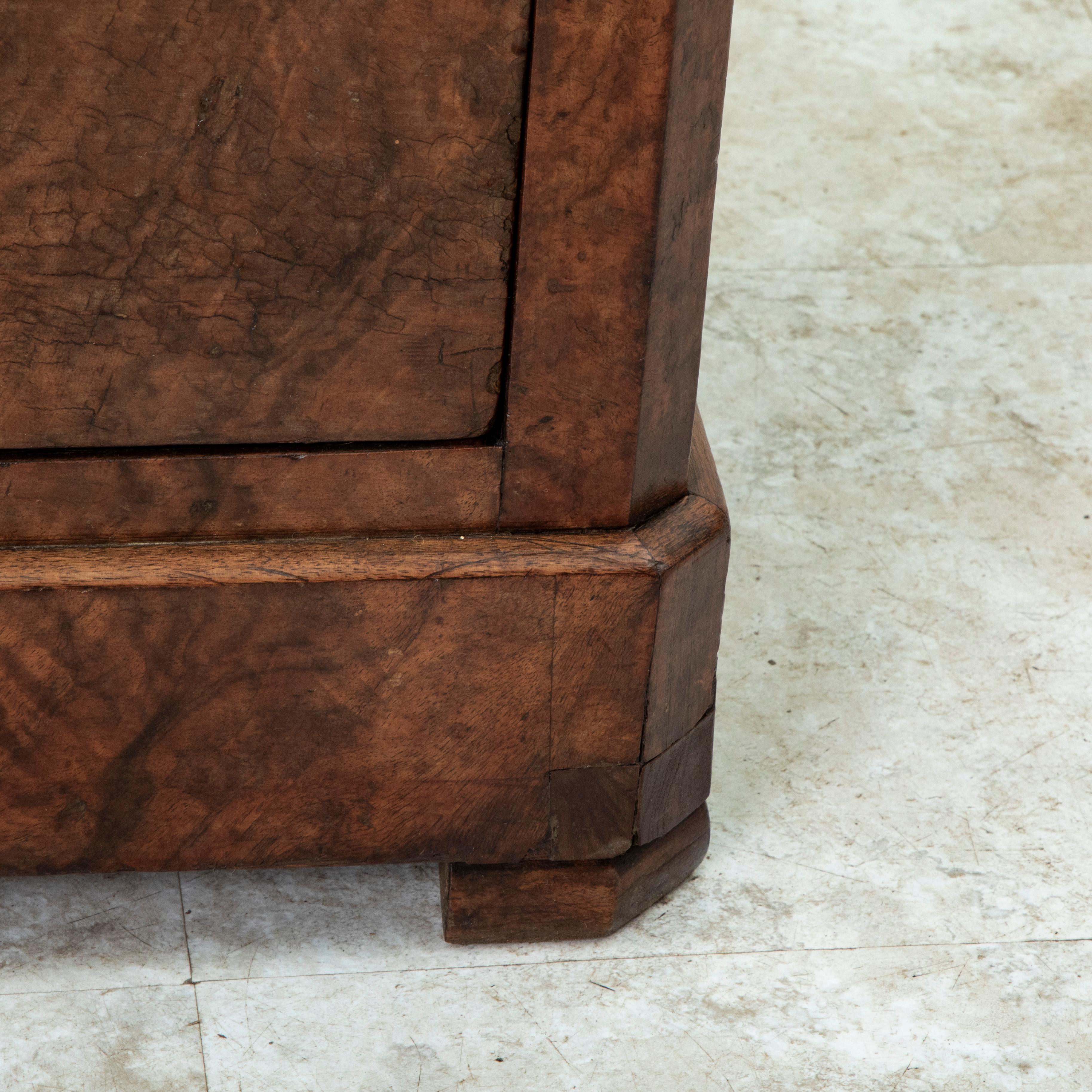 Mid 19th Century French Louis Philippe Burl Walnut Nightstand, Chest, Side Table For Sale 9