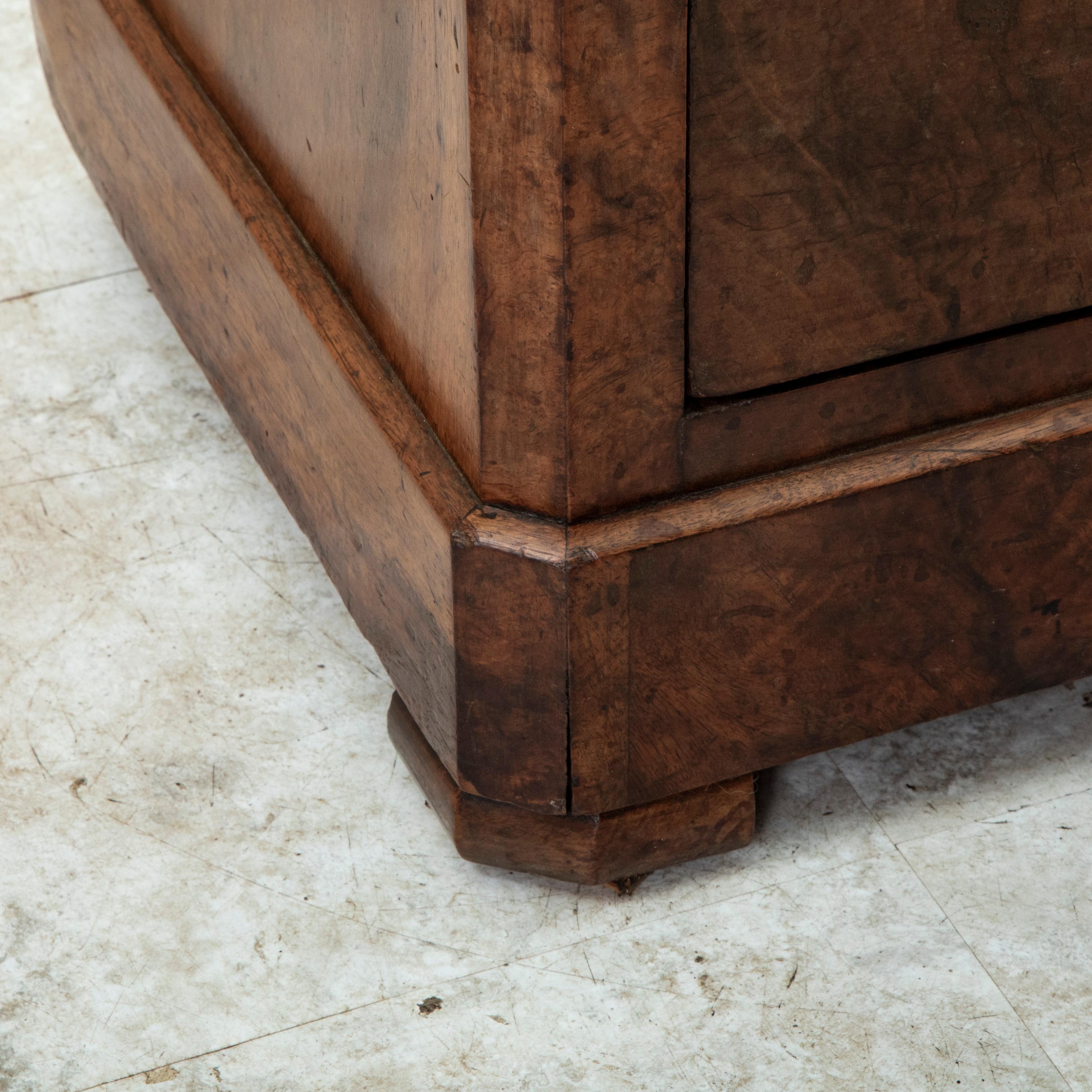 Mid 19th Century French Louis Philippe Burl Walnut Nightstand, Chest, Side Table For Sale 10