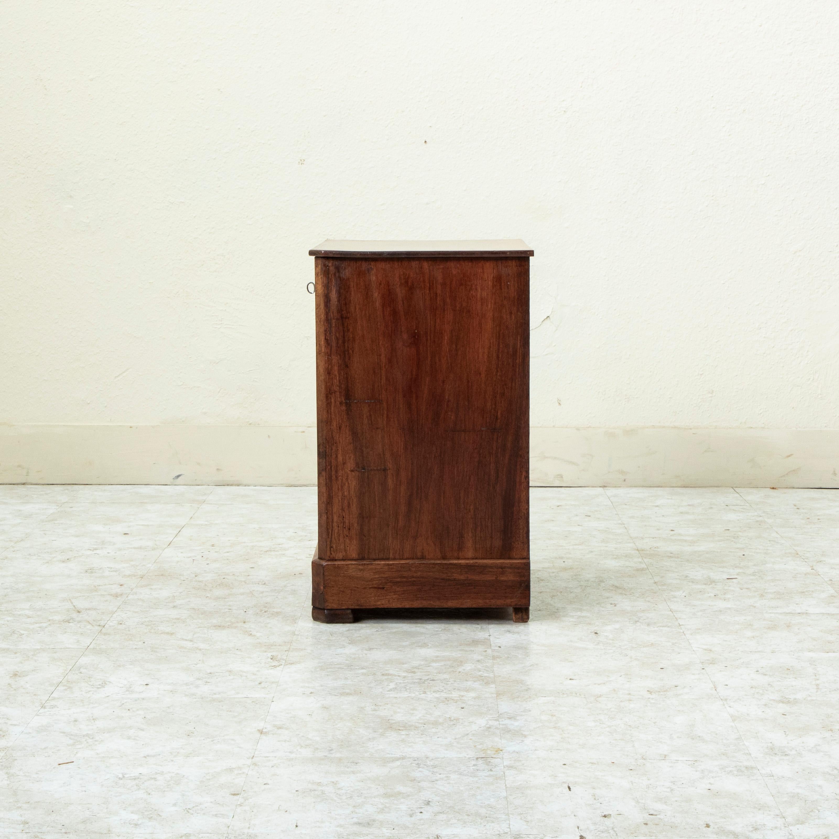 Mid 19th Century French Louis Philippe Burl Walnut Nightstand, Chest, Side Table For Sale 1