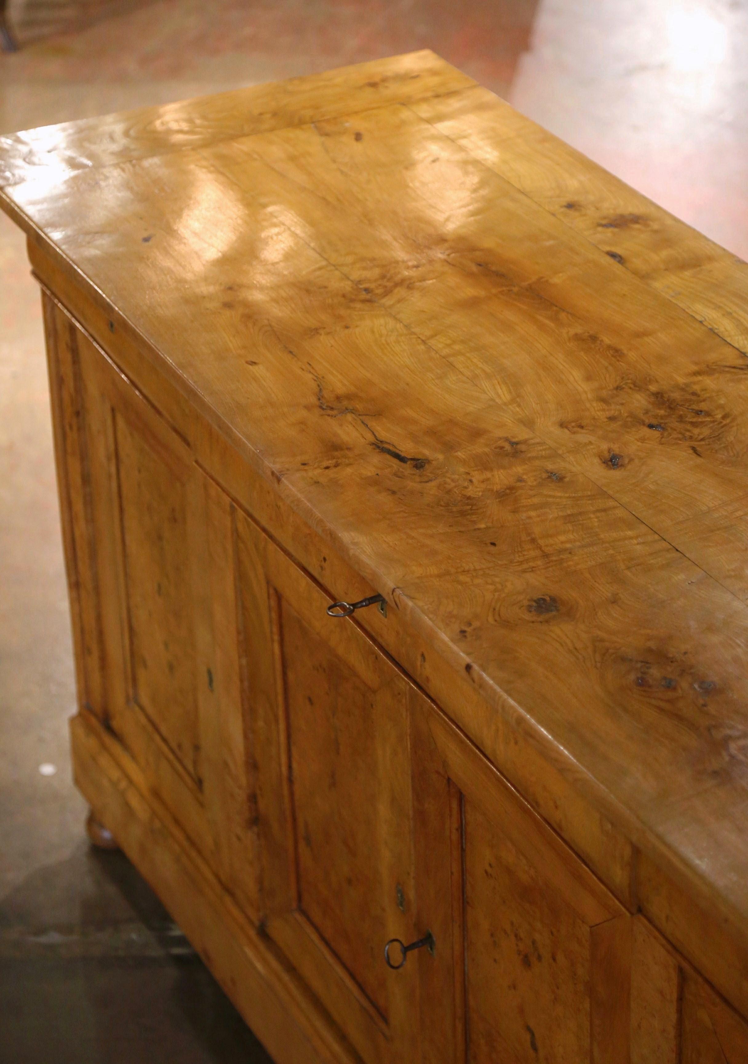 Hand-Carved Mid-19th Century French Louis Philippe Carved Elm Four-Door Enfilade Sideboard For Sale