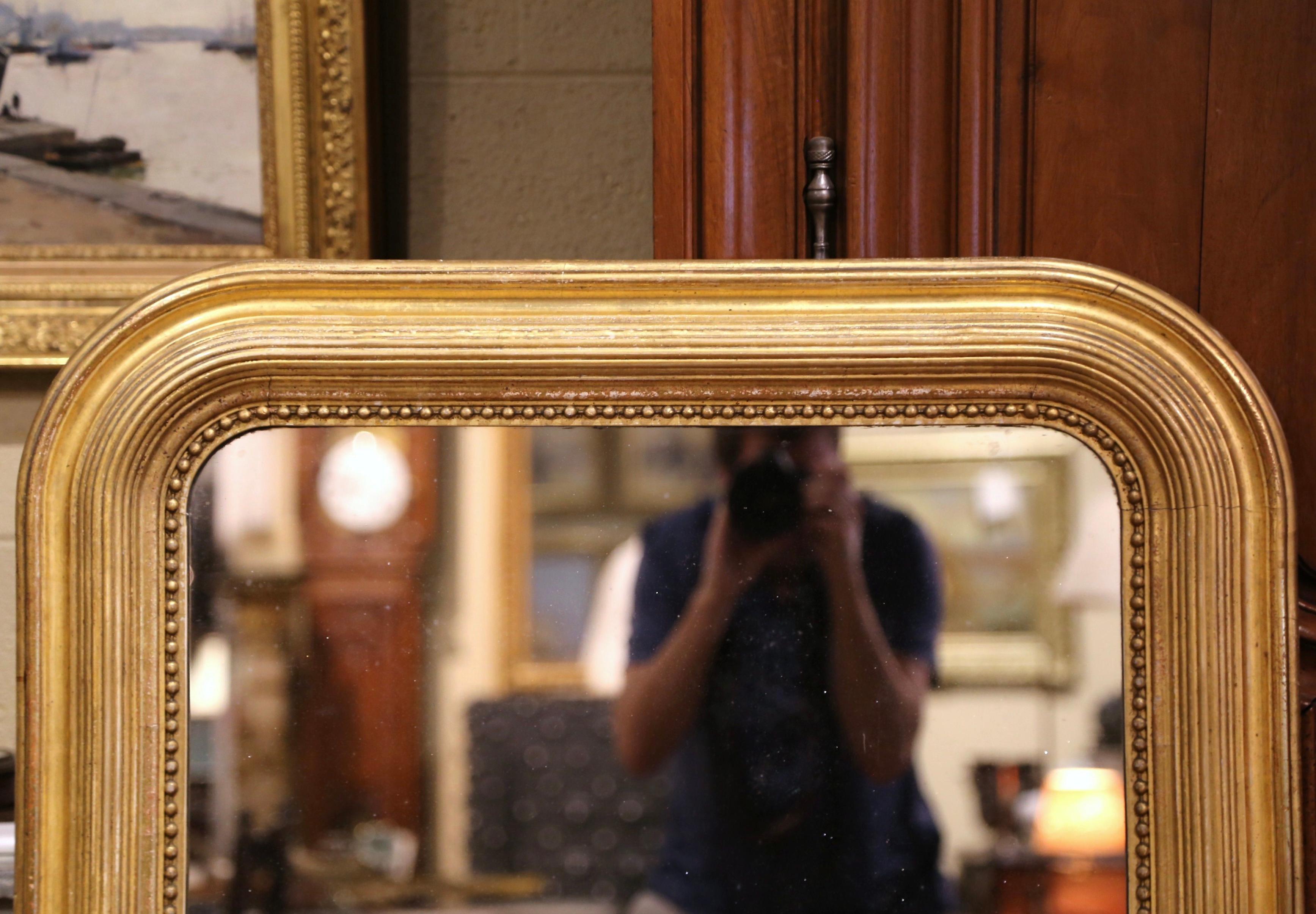 Gilt Mid-19th Century French Louis Philippe Carved Gold Leaf Wall Mirror