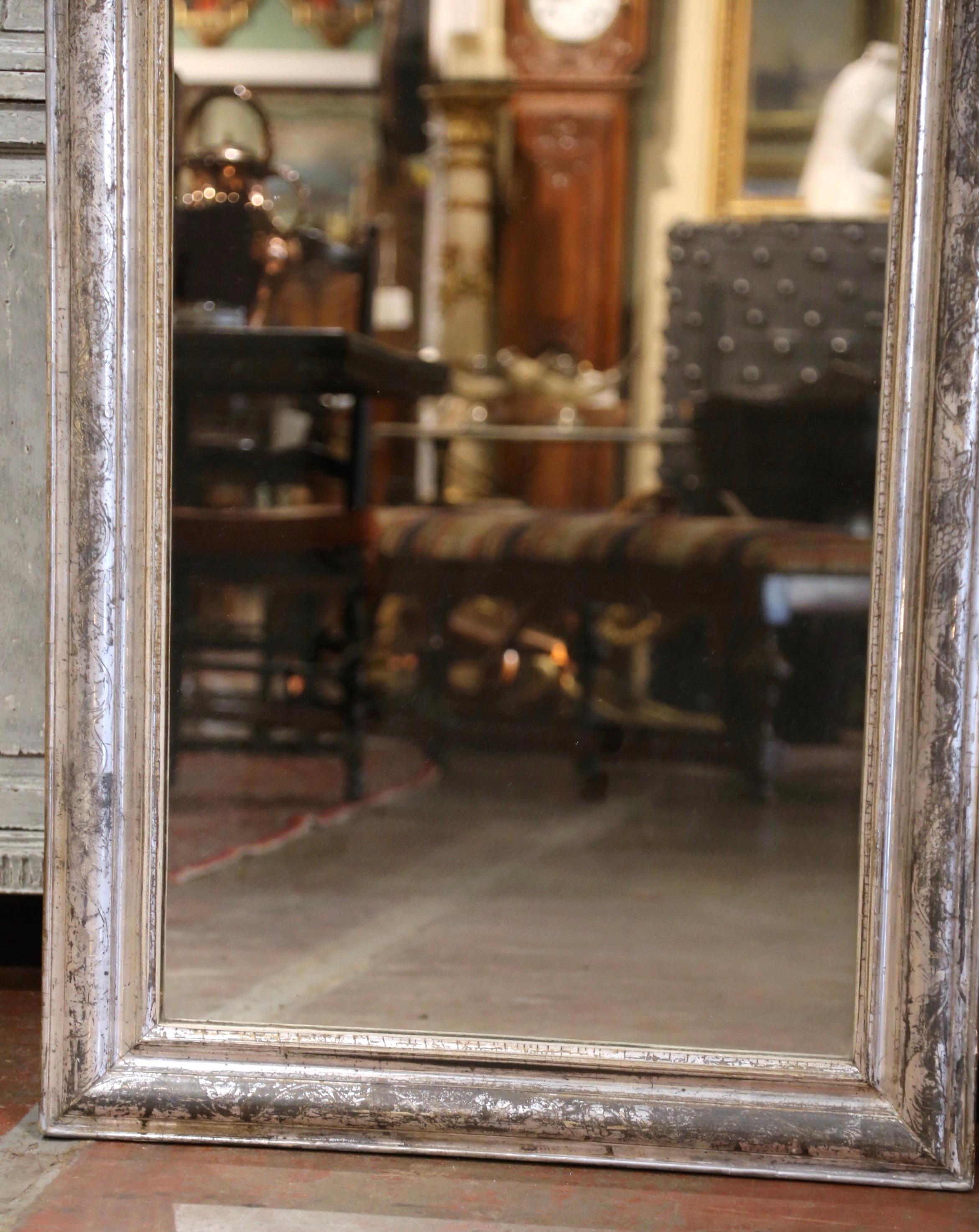 Mid-19th Century French Louis Philippe Carved Silvered Mirror with Foliage Decor 3