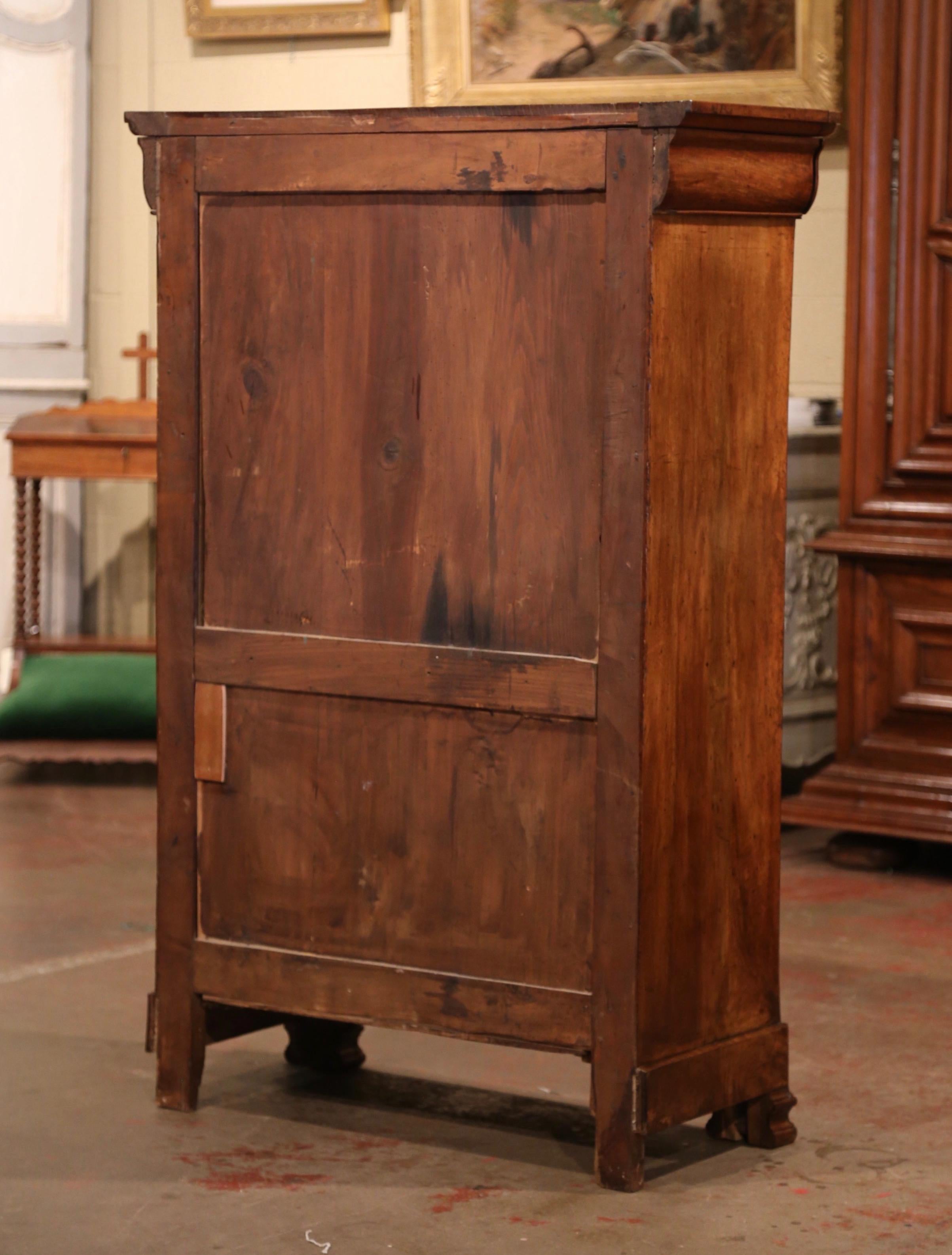 Mid-19th Century French Louis Philippe Carved Walnut Secretary Cabinet For Sale 6