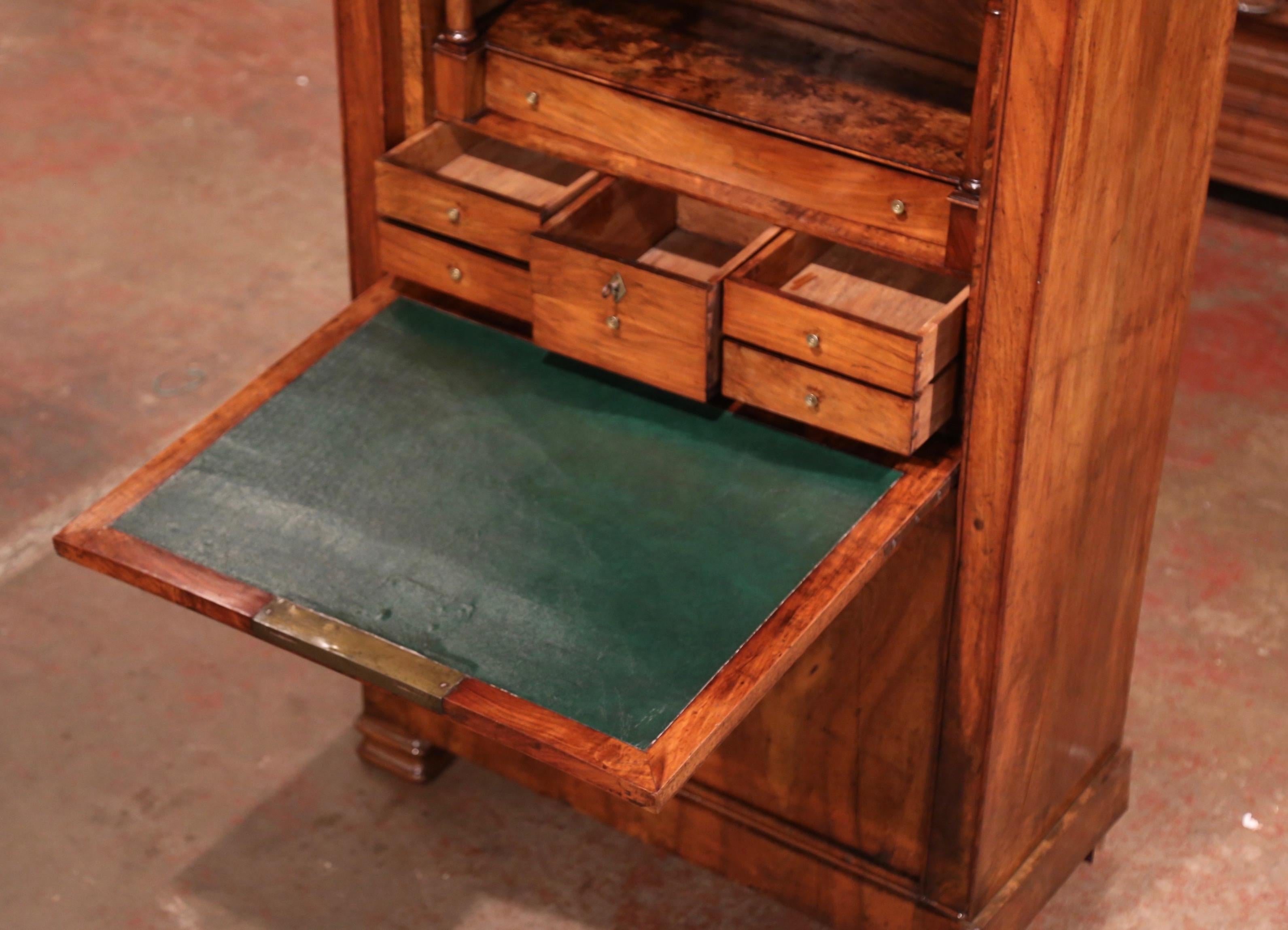 Mid-19th Century French Louis Philippe Carved Walnut Secretary Cabinet For Sale 1