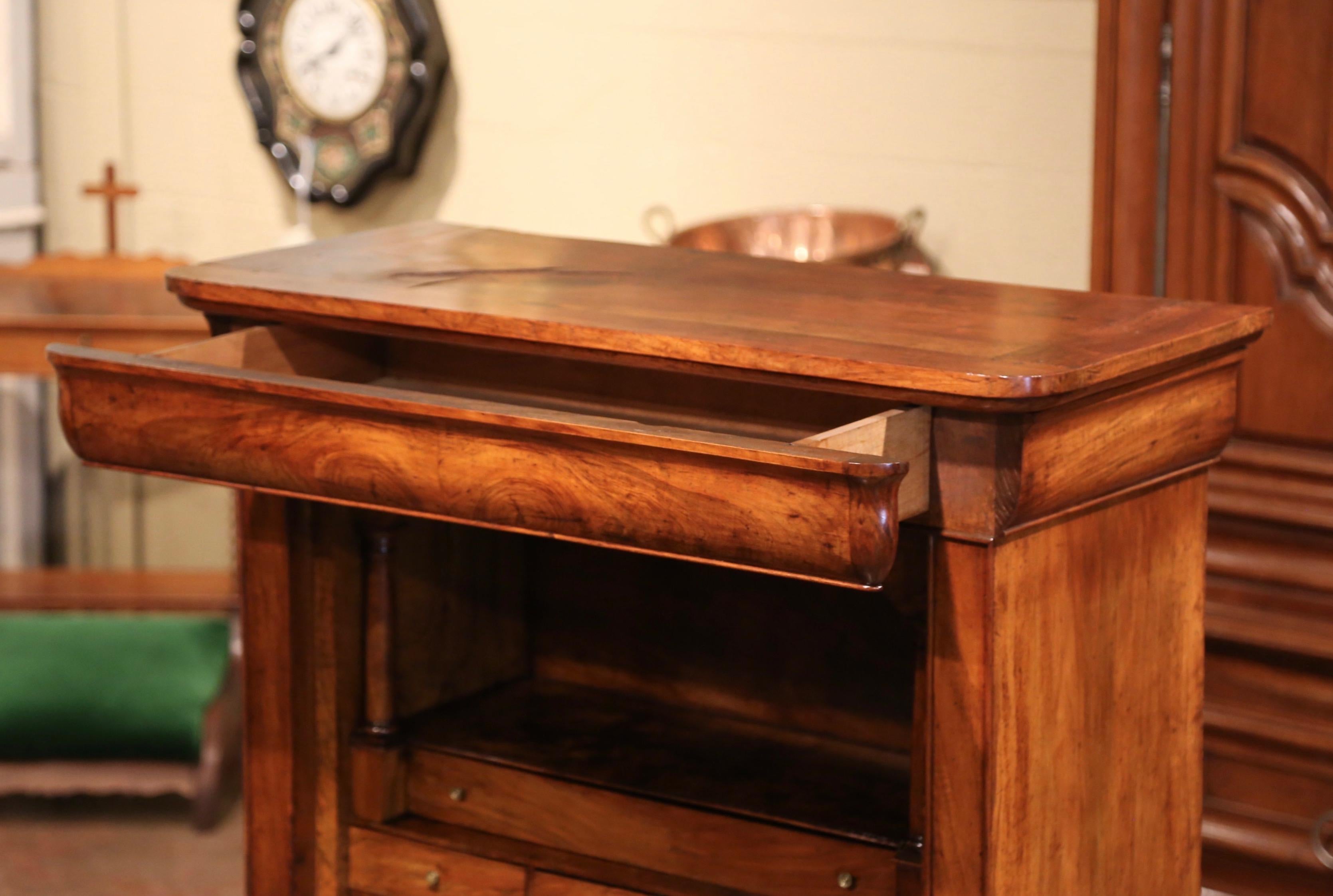 Mid-19th Century French Louis Philippe Carved Walnut Secretary Cabinet For Sale 2