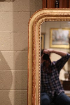 Mid-19th Century French Louis Philippe Giltwood Mirror with Engraved Decor