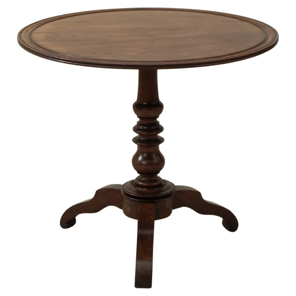 Mid-19th Century French Louis Philippe Period Ash Tilt Top Pedestal Table