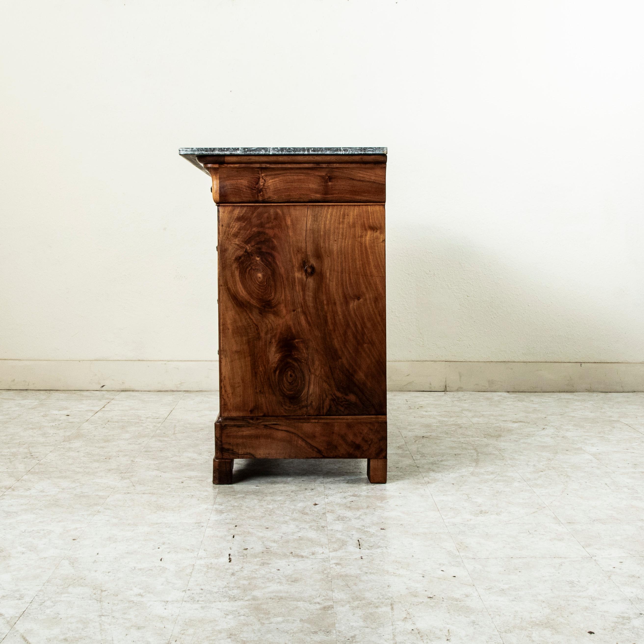 Brass Mid-19th Century French Louis Philippe Period Burl Walnut Commode or Chest For Sale
