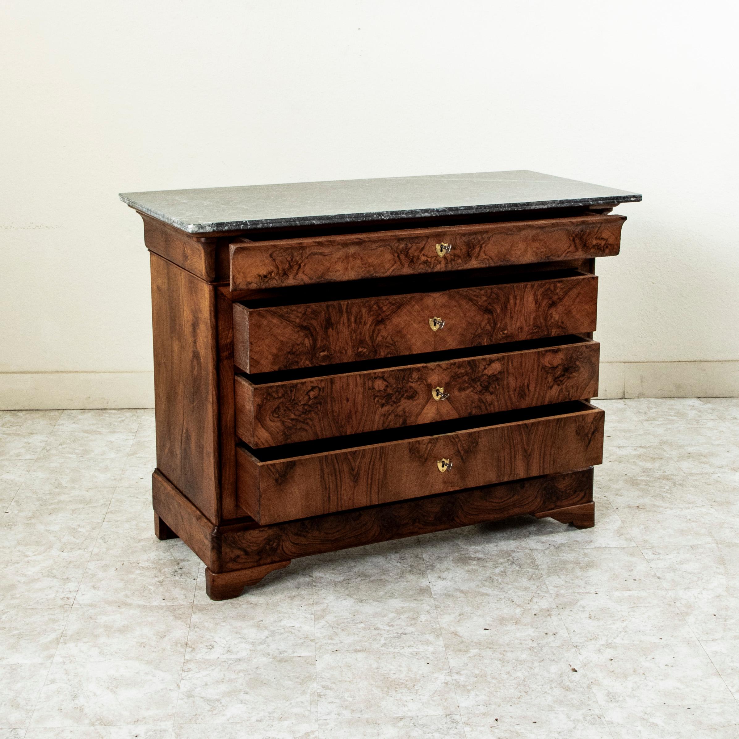 Mid-19th Century French Louis Philippe Period Burl Walnut Commode or Chest For Sale 3