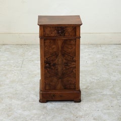 Mid-19th Century French Louis Philippe Period Burl Walnut Nightstand, Side Table