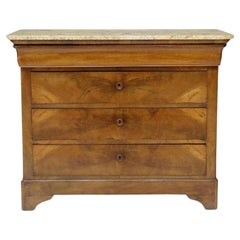 Antique Mid-19th Century French Louis Philippe Period Burled Walnut Commode