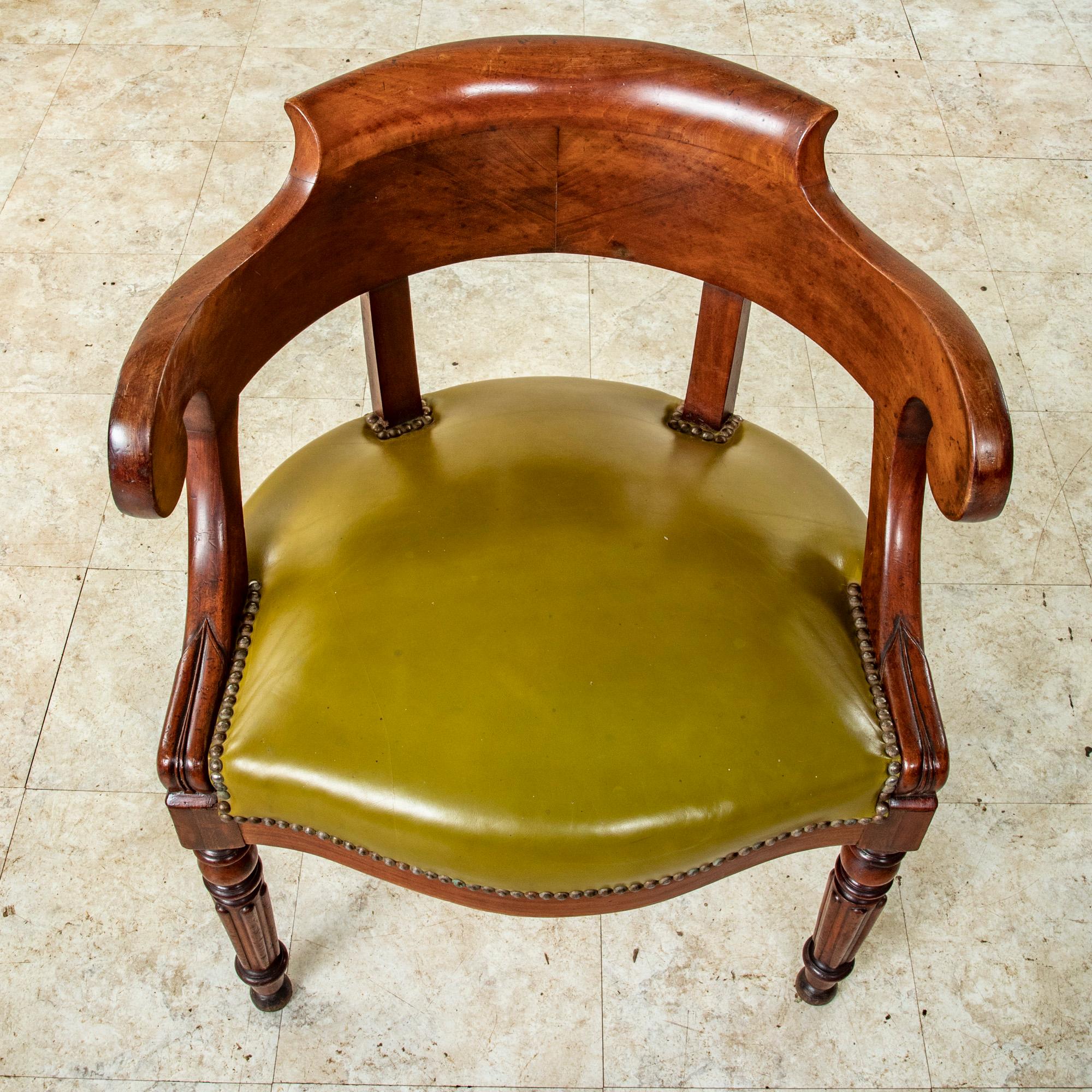 Mid-19th Century French Louis Philippe Period Mahogany Desk Chair, Leather Seat 7