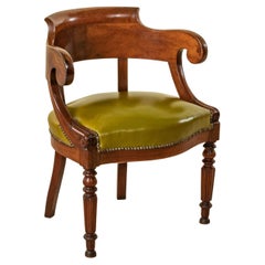 Mid-19th Century French Louis Philippe Period Mahogany Desk Chair, Leather Seat