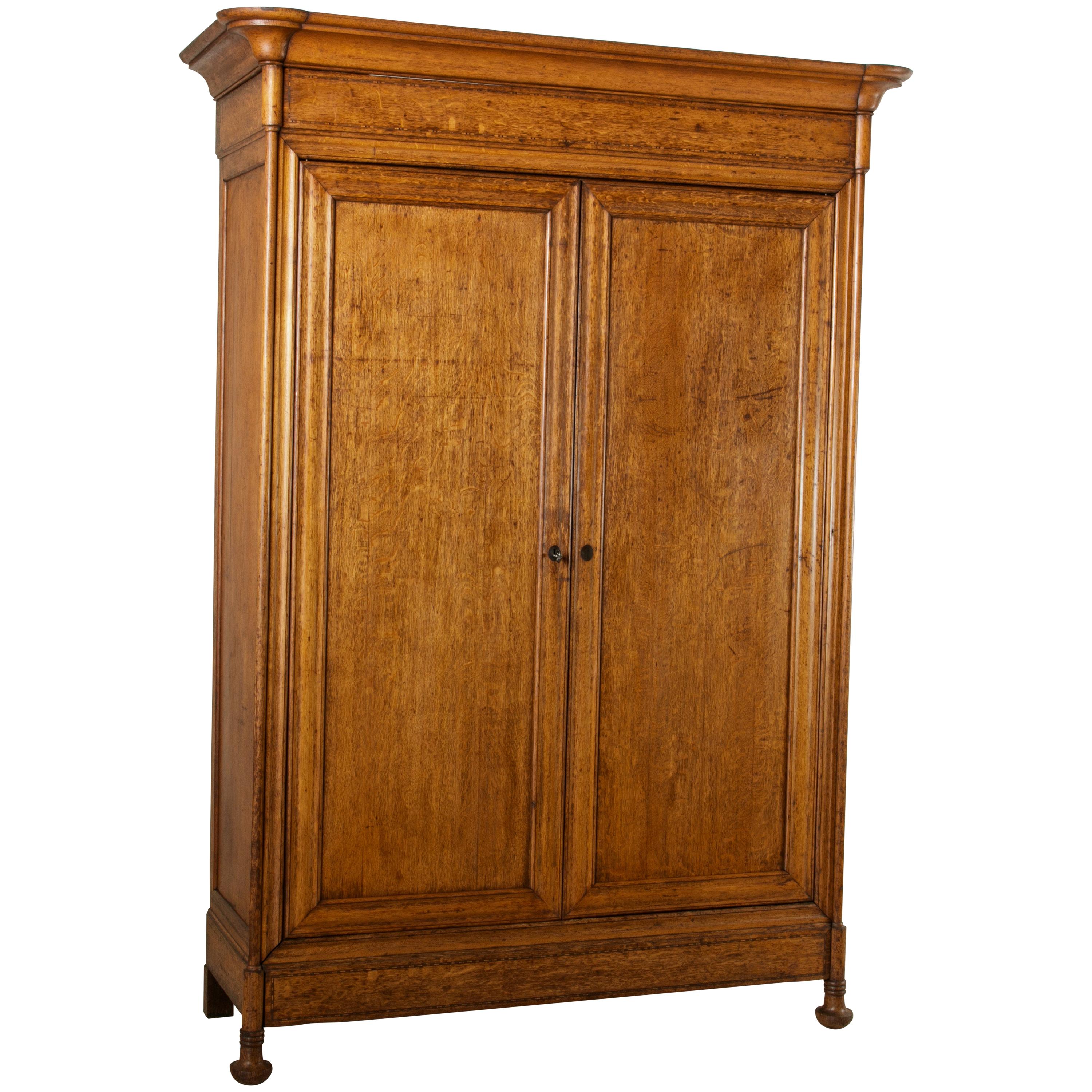 Mid-19th Century French Louis Philippe Period Oak Armoire, Cabinet
