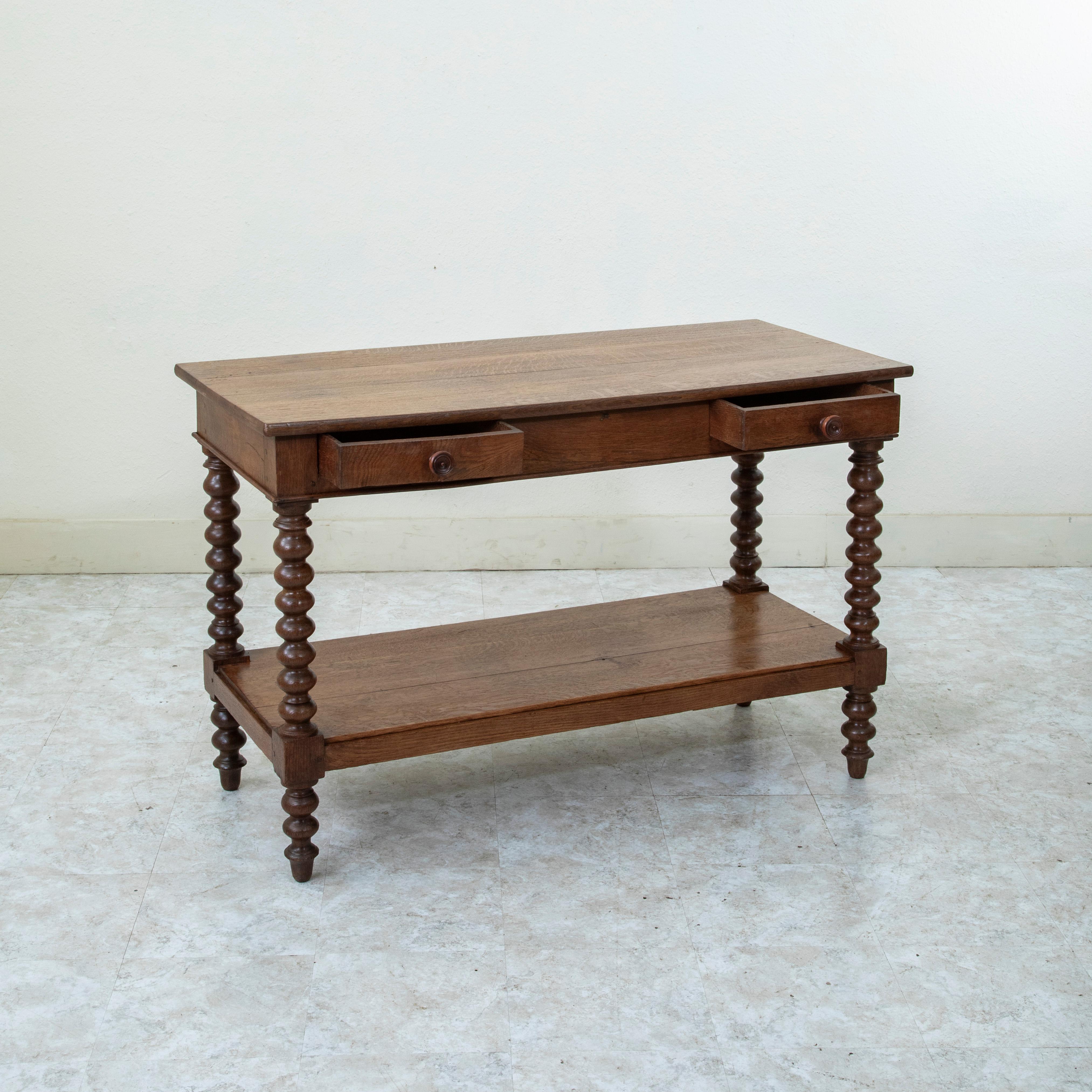 Mid-19th Century French Louis Philippe Period Oak Draper's Table, Kitchen Island 4