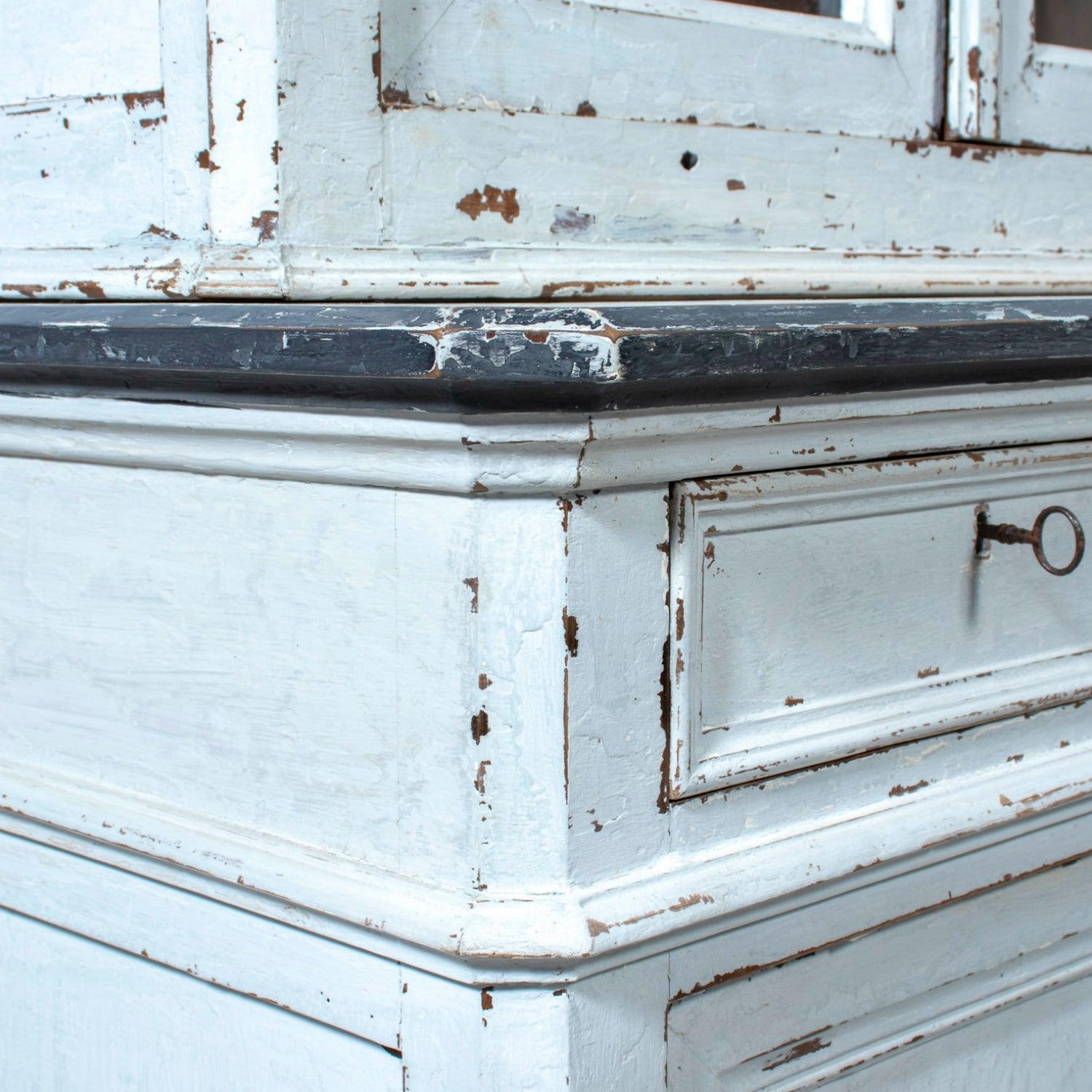 Mid-19th Century French Louis Philippe Period Painted Bookcase/Buffet Deux Corps im Angebot 3