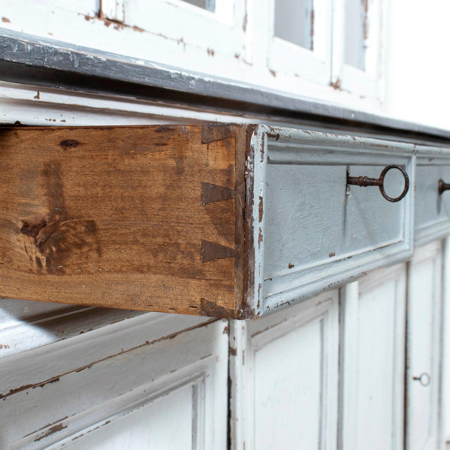 Mid-19th Century French Louis Philippe Period Painted Bookcase/Buffet Deux Corps im Angebot 4