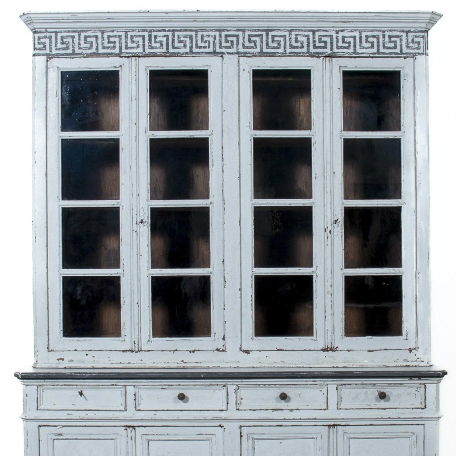 Mid-19th Century French Louis Philippe Period Painted Bookcase/Buffet Deux Corps im Zustand „Gut“ im Angebot in Birmingham, AL