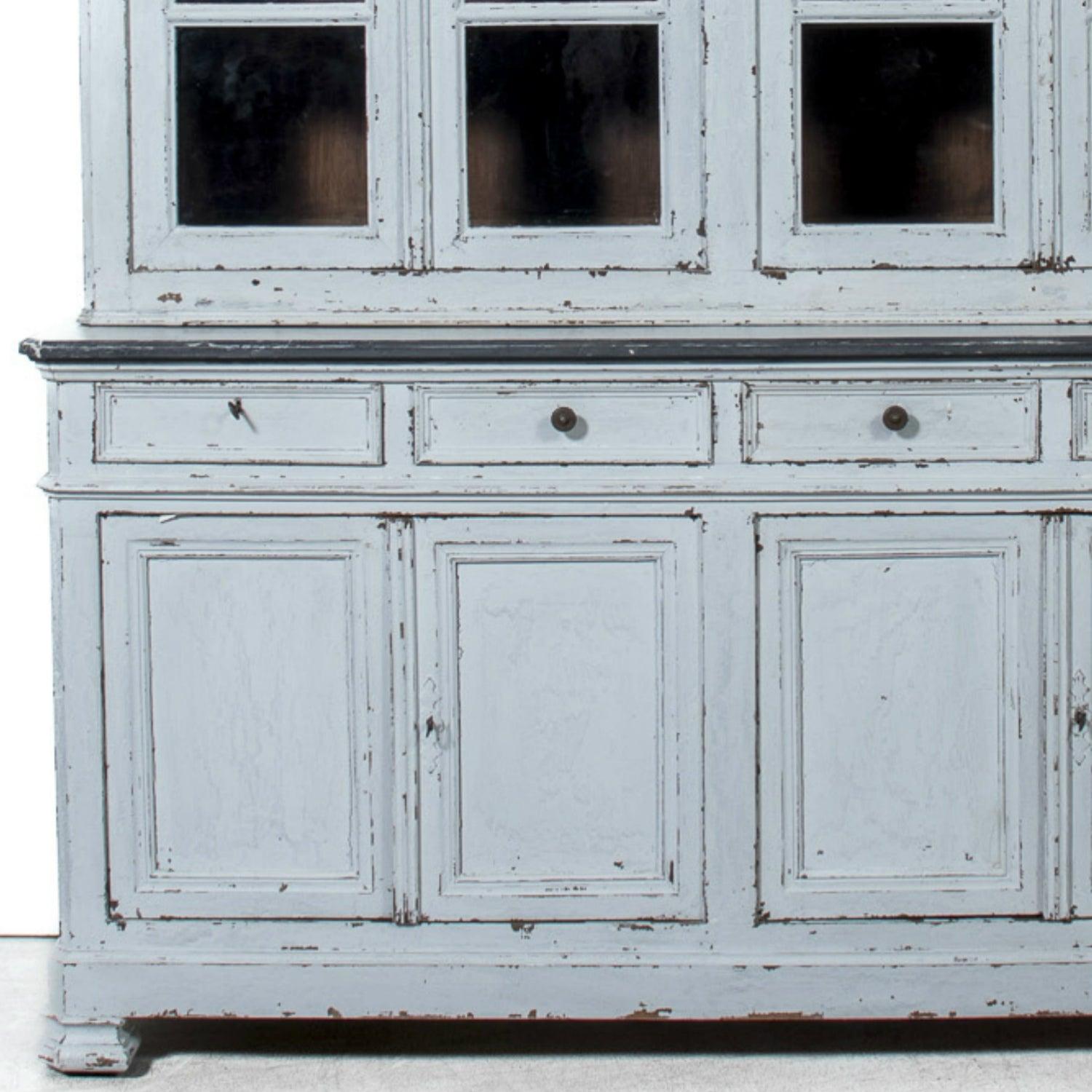 Mid-19th Century French Louis Philippe Period Painted Bookcase/Buffet Deux Corps (19. Jahrhundert) im Angebot