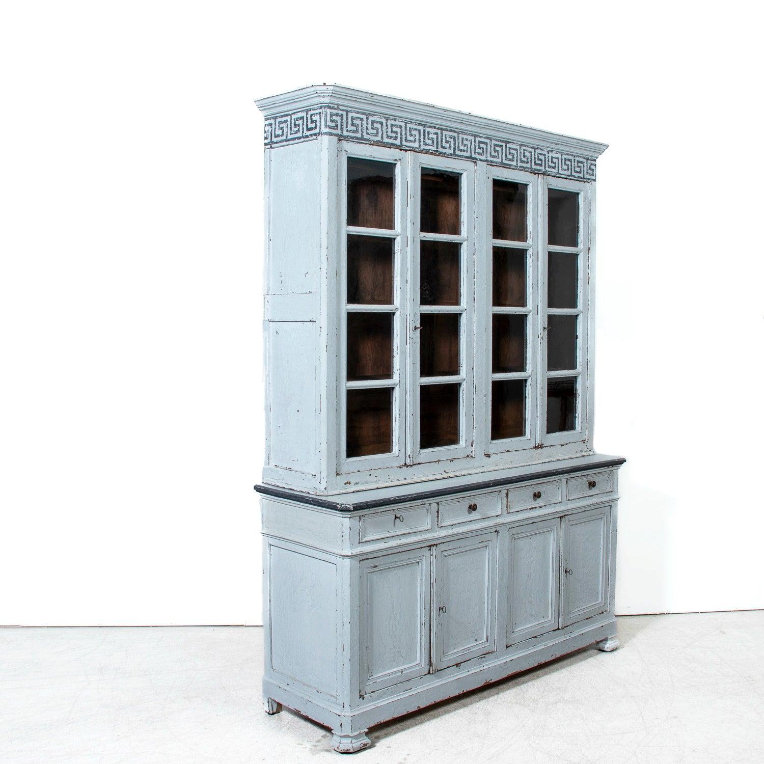 Mid-19th Century French Louis Philippe Period Painted Bookcase/Buffet Deux Corps (Walnuss) im Angebot