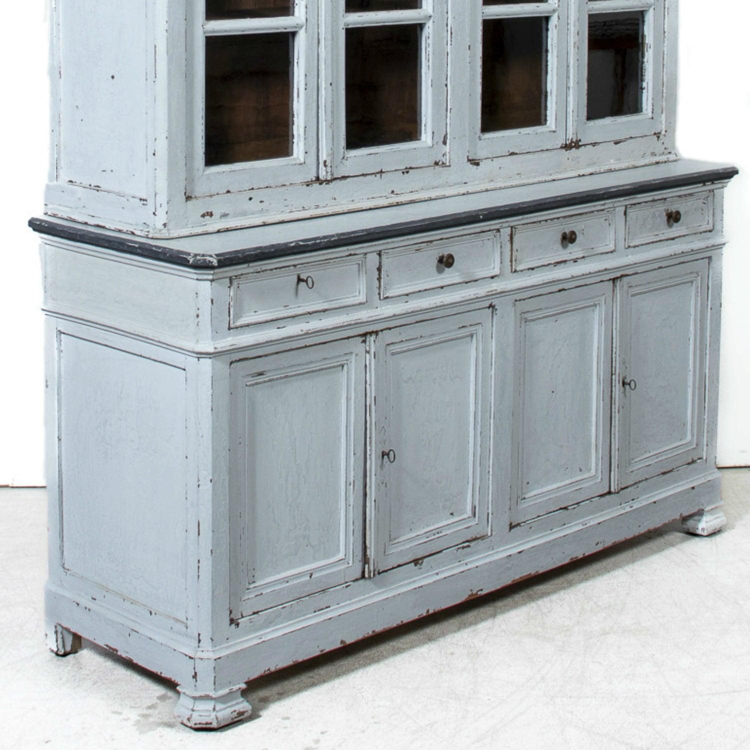 Mid-19th Century French Louis Philippe Period Painted Bookcase/Buffet Deux Corps im Angebot 1