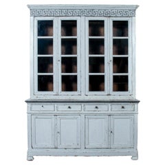 Mid-19th Century French Louis Philippe Period Painted Bookcase/Buffet Deux Corps
