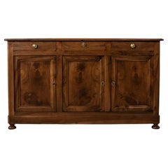 Mid-19th Century French Louis Philippe Period Walnut Enfilade, Buffet, Sideboard