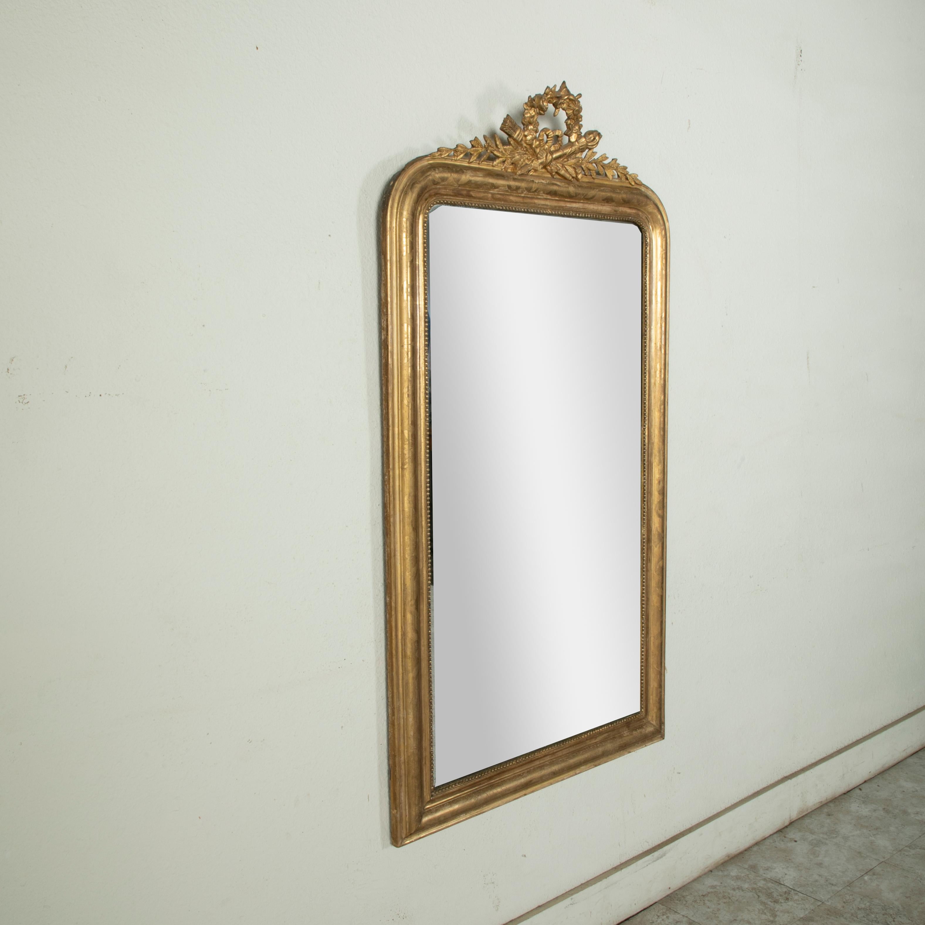 Mid-19th Century French Louis Philippe Style Gilt Wood Mirror, Louis XVI Motif 1